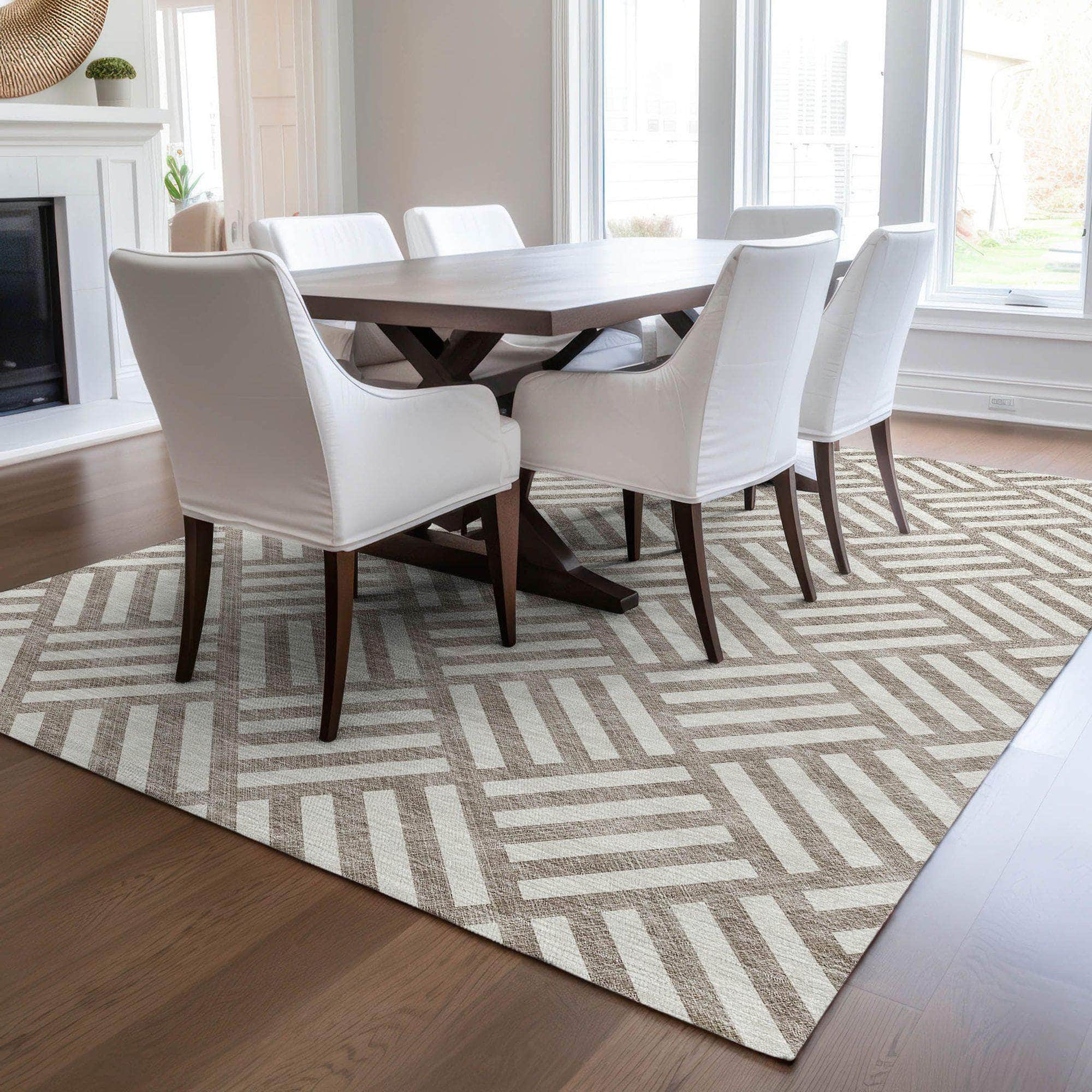 Machine Made ACN620 Taupe Brown Rugs