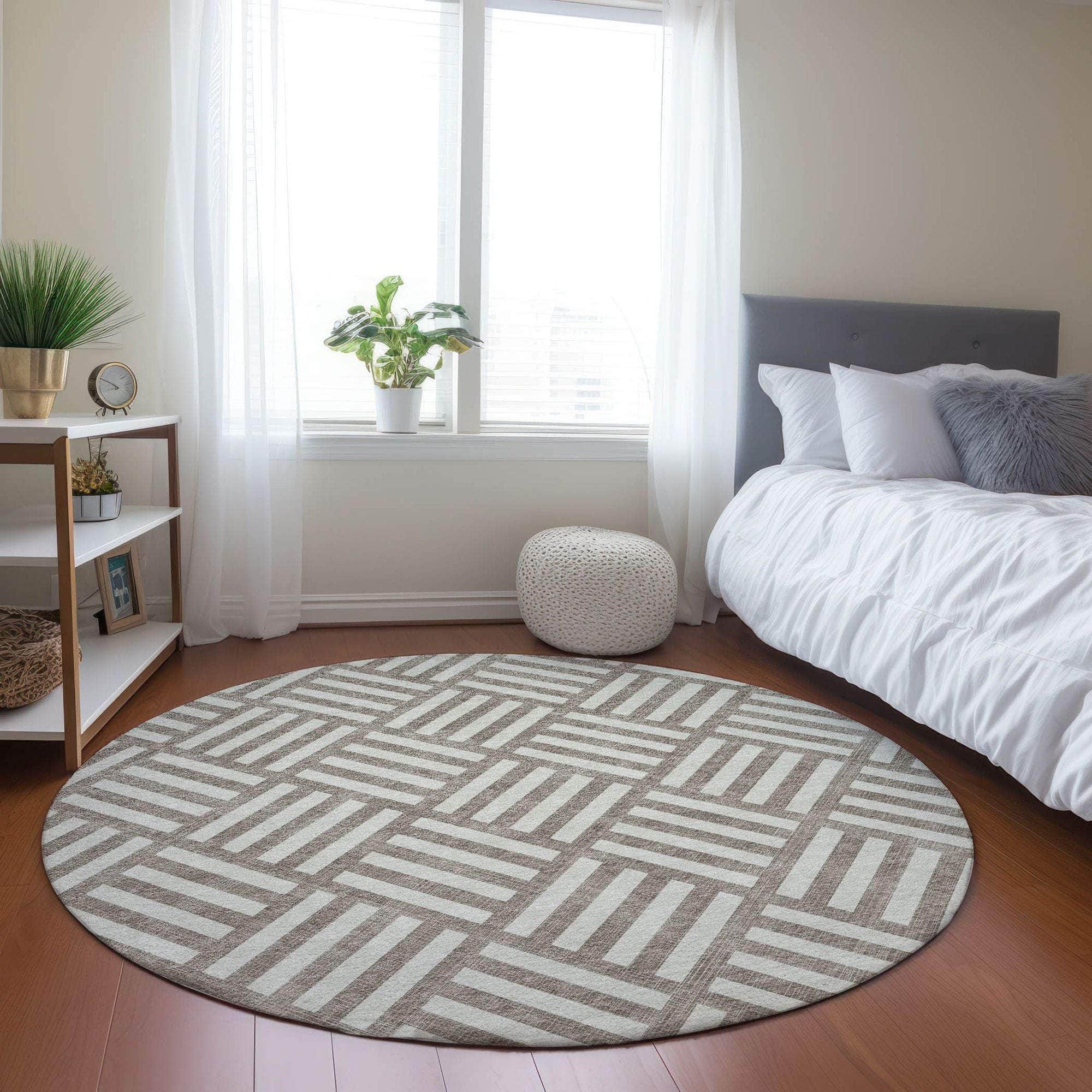 Machine Made ACN620 Taupe Brown Rugs