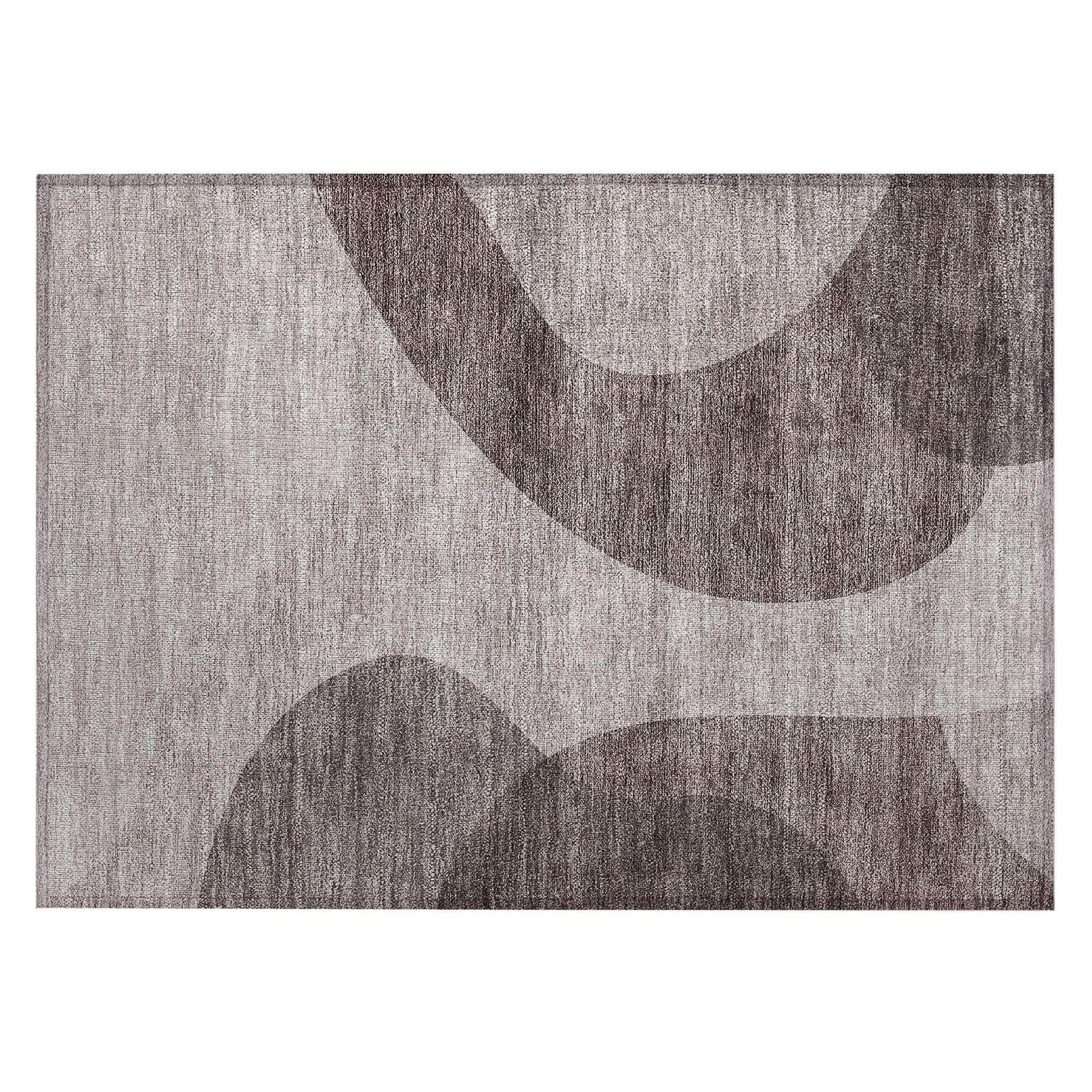 Machine Washable Mocha Brown Rug - Indoor / Outdoor - Kids / Pet Friendly Art Deco Print Rug