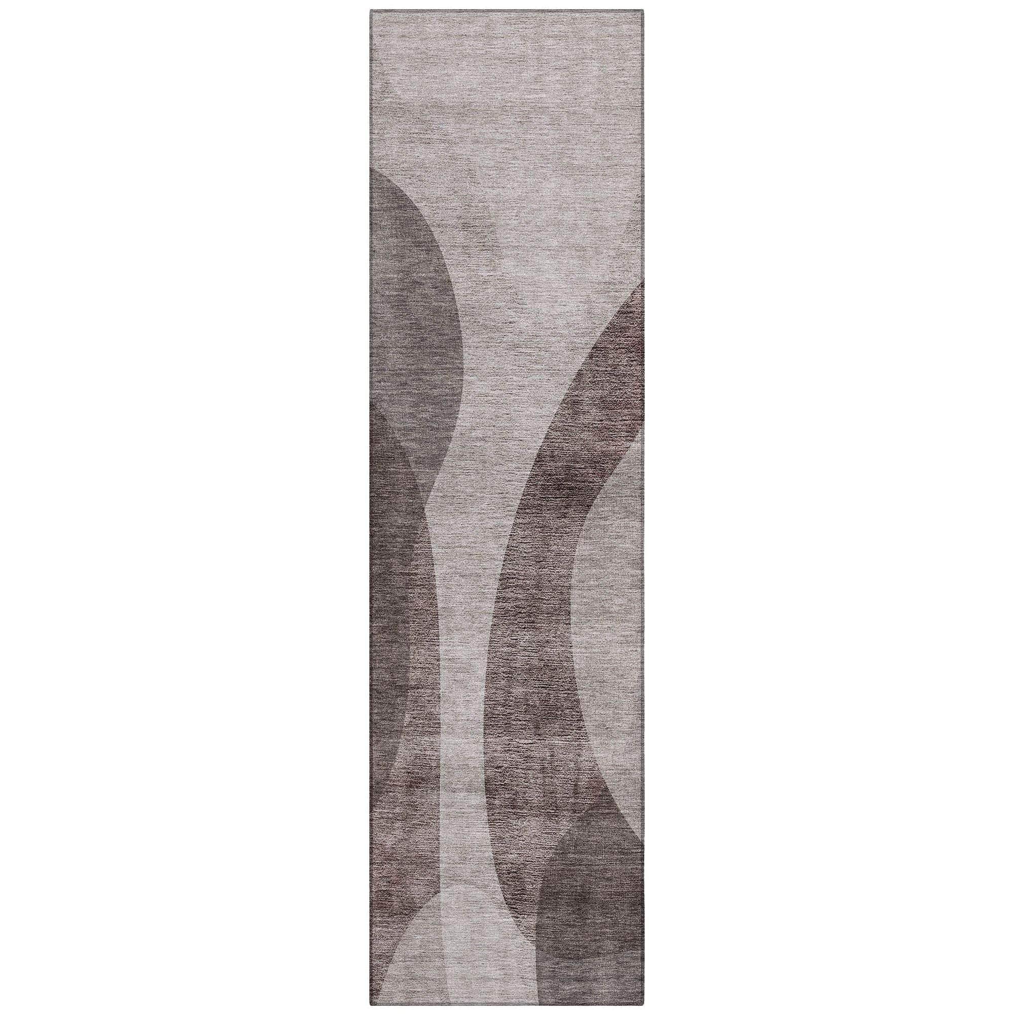 Machine Washable Mocha Brown Rug - Indoor / Outdoor - Kids / Pet Friendly Art Deco Print Rug