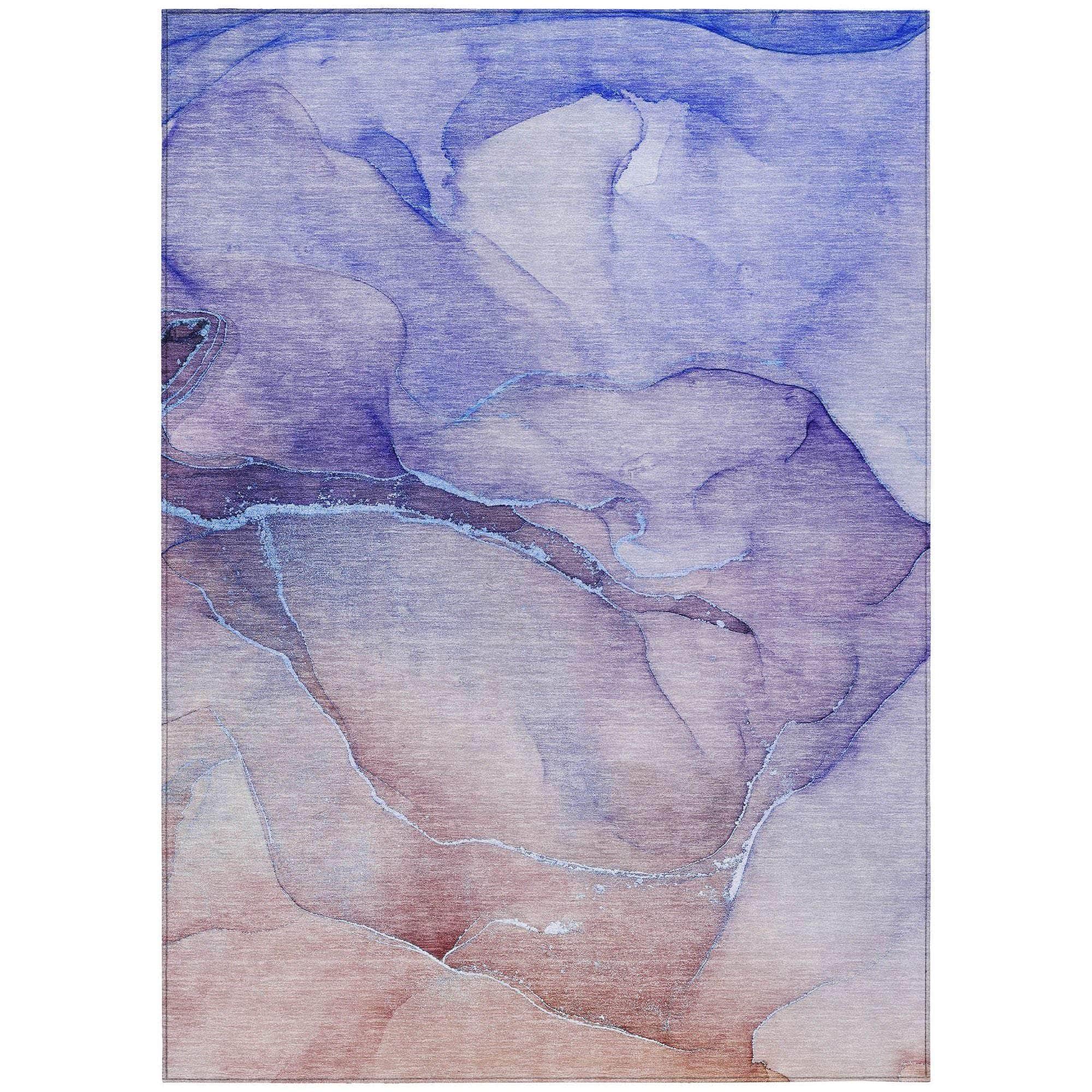Machine Washable Navy Blue Rug - Indoor / Outdoor - Kids / Pet Friendly Watercolors Print Rug