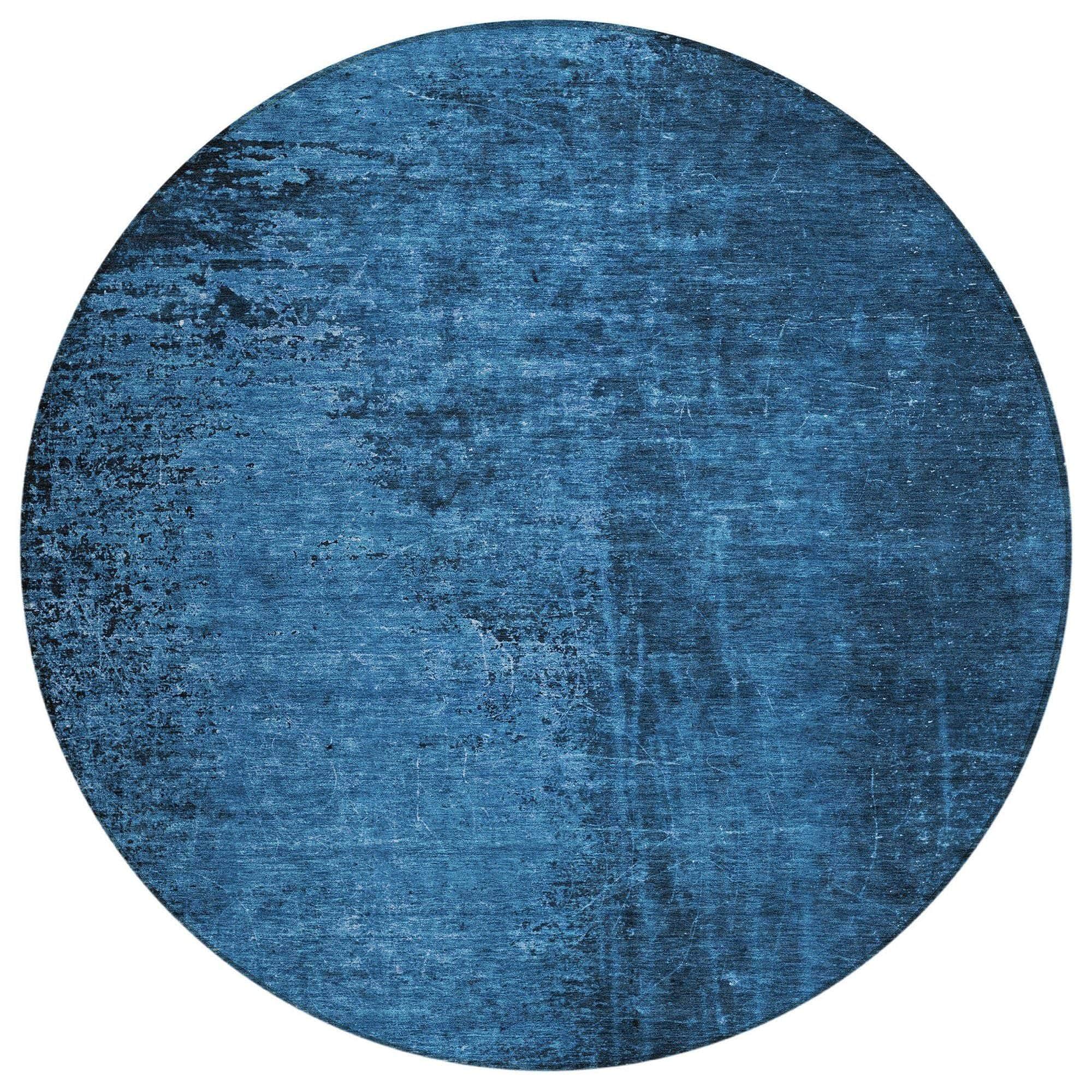 Machine Washable Navy Blue Rug - Indoor / Outdoor - Kids / Pet Friendly Organic Print Rug