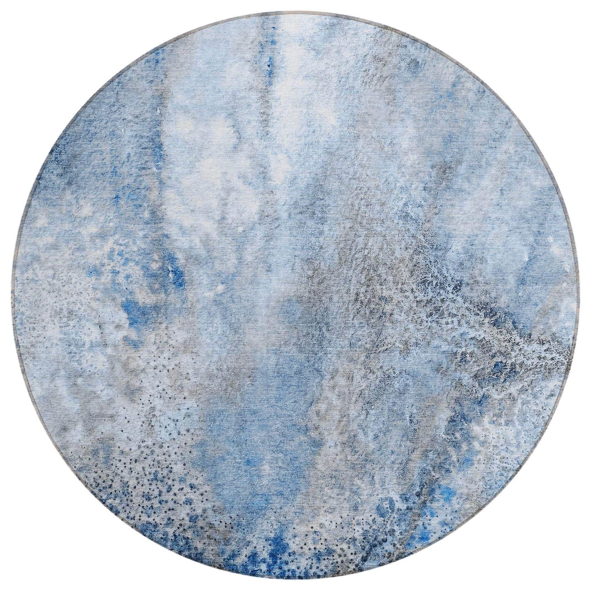 Machine Washable Navy Blue Rug - Indoor / Outdoor - Kids / Pet Friendly Watercolors Print Rug