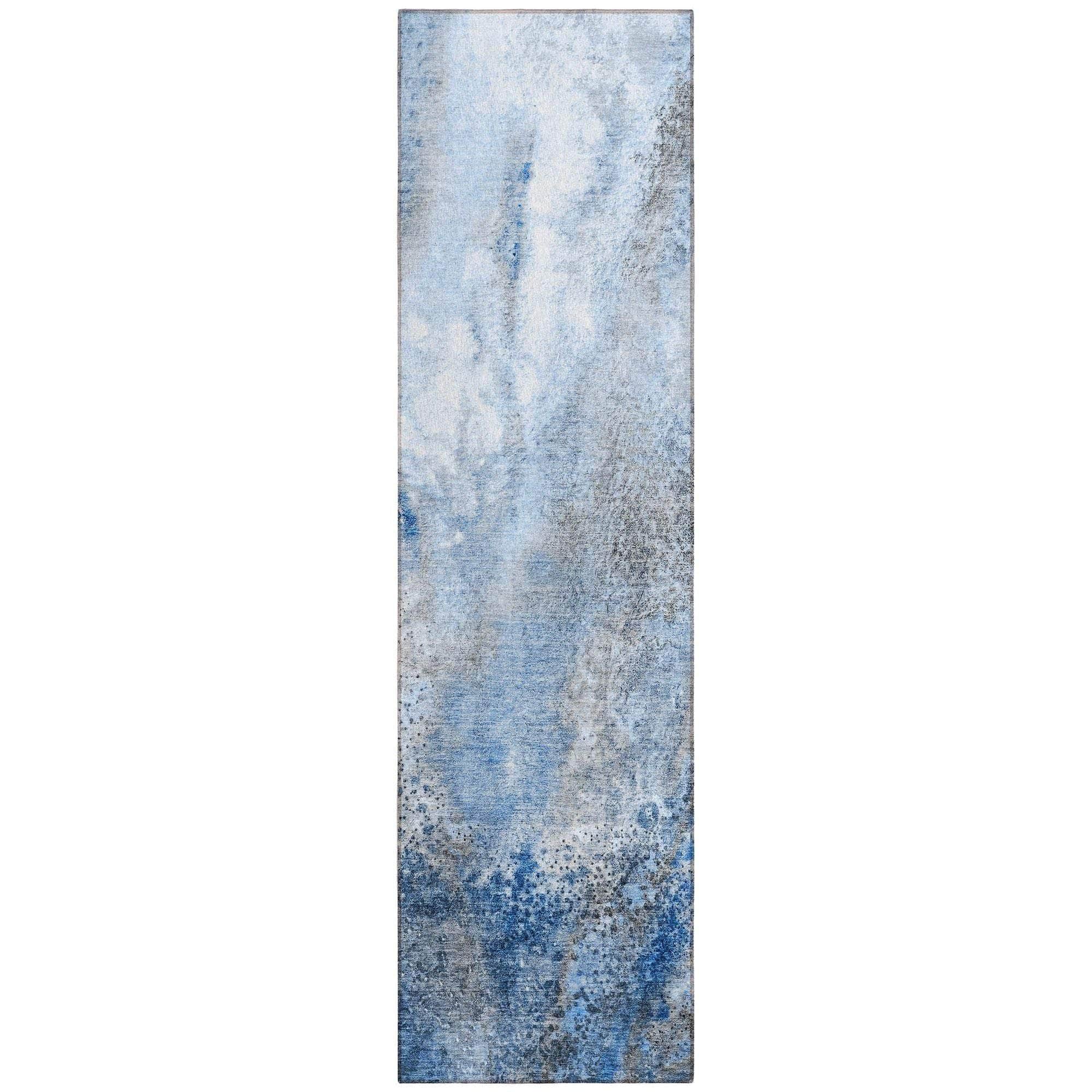 Machine Washable Navy Blue Rug - Indoor / Outdoor - Kids / Pet Friendly Watercolors Print Rug