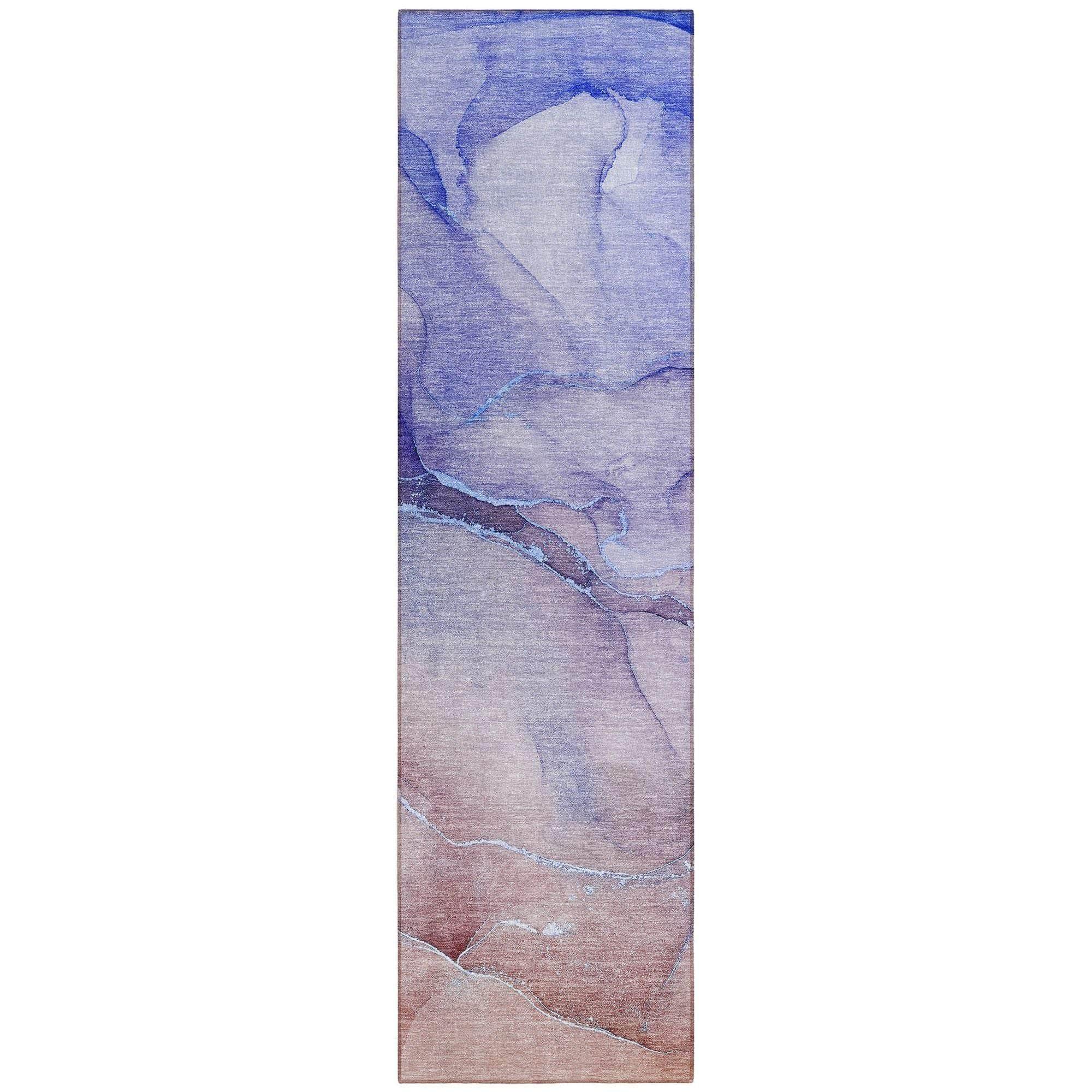 Machine Washable Navy Blue Rug - Indoor / Outdoor - Kids / Pet Friendly Watercolors Print Rug