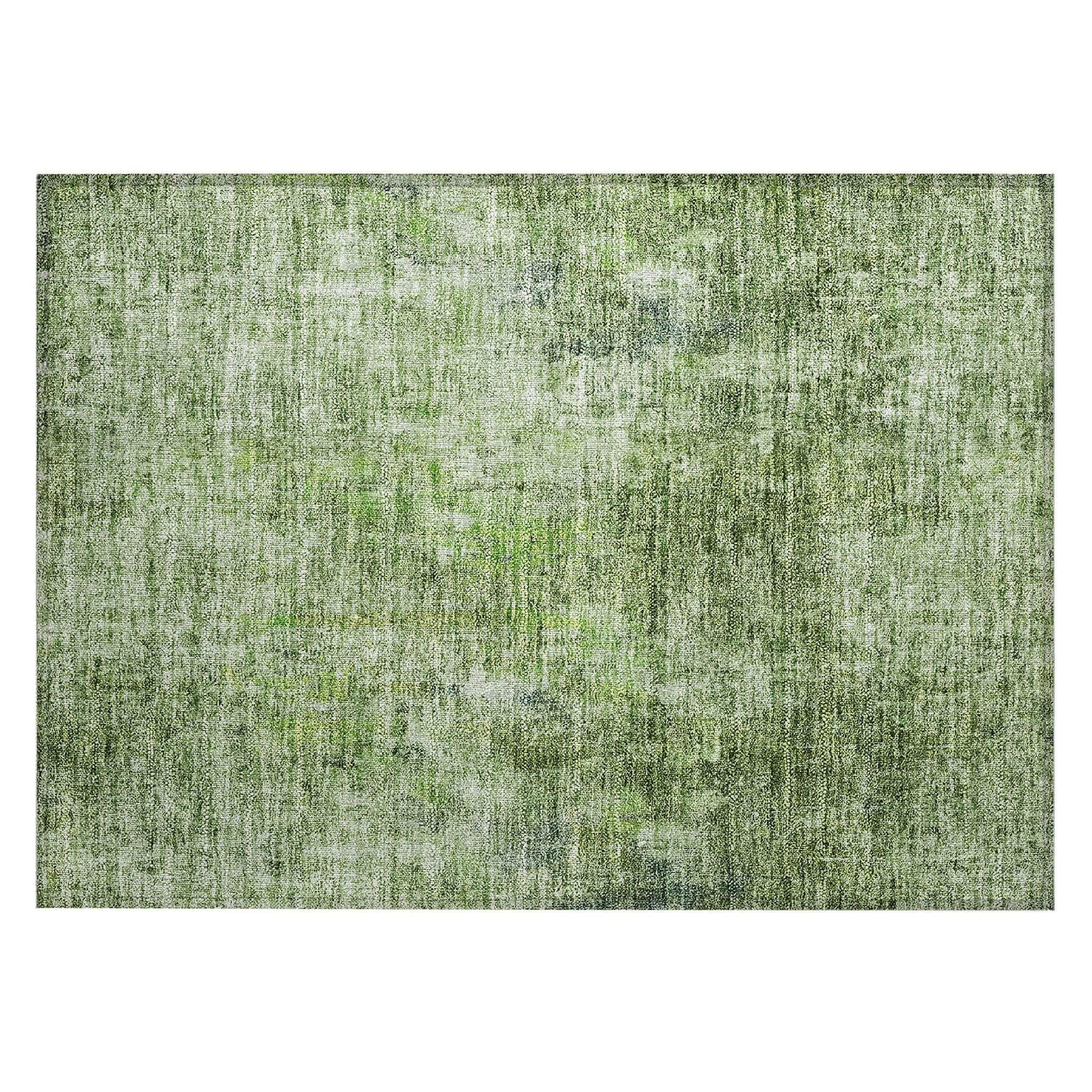 Machine Washable Olive Green Rug - Indoor / Outdoor - Kids / Pet Friendly Abstract Print Rug