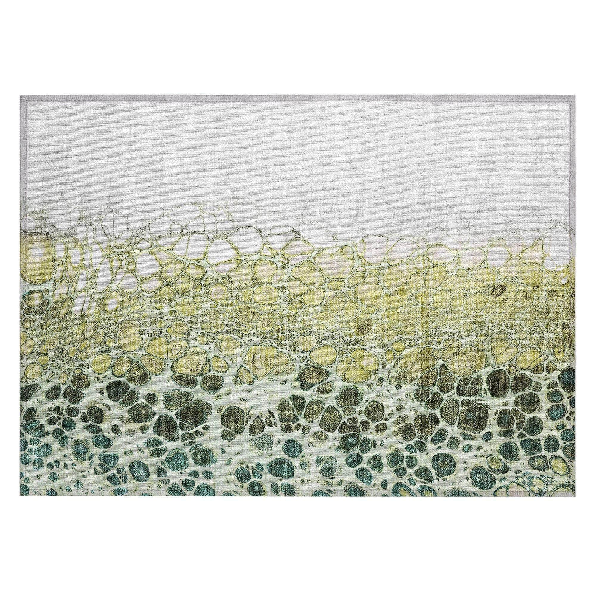Machine Washable Olive Green Rug - Indoor / Outdoor - Kids / Pet Friendly Abstract Print Rug