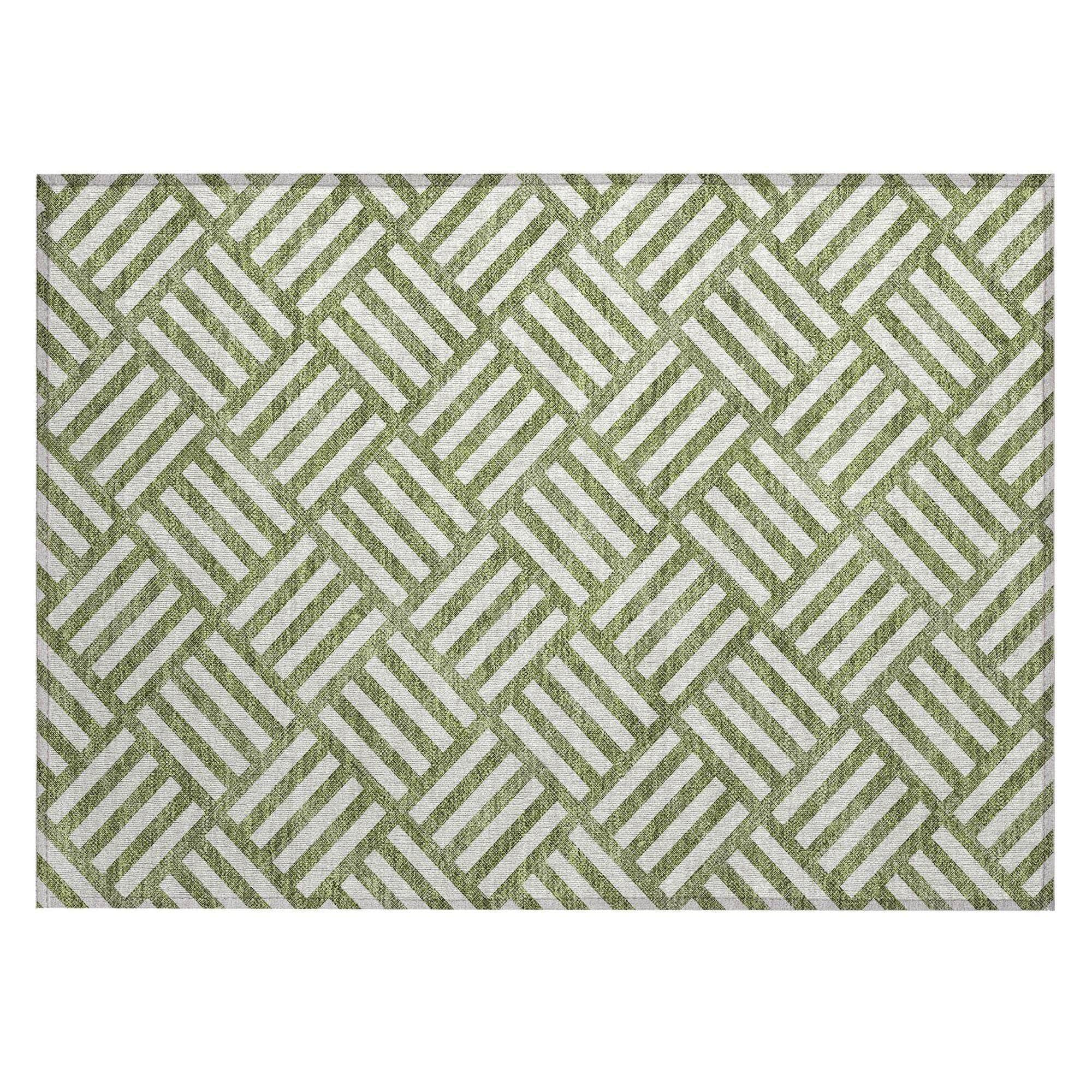 Machine Made ACN620 Olive Green Rugs