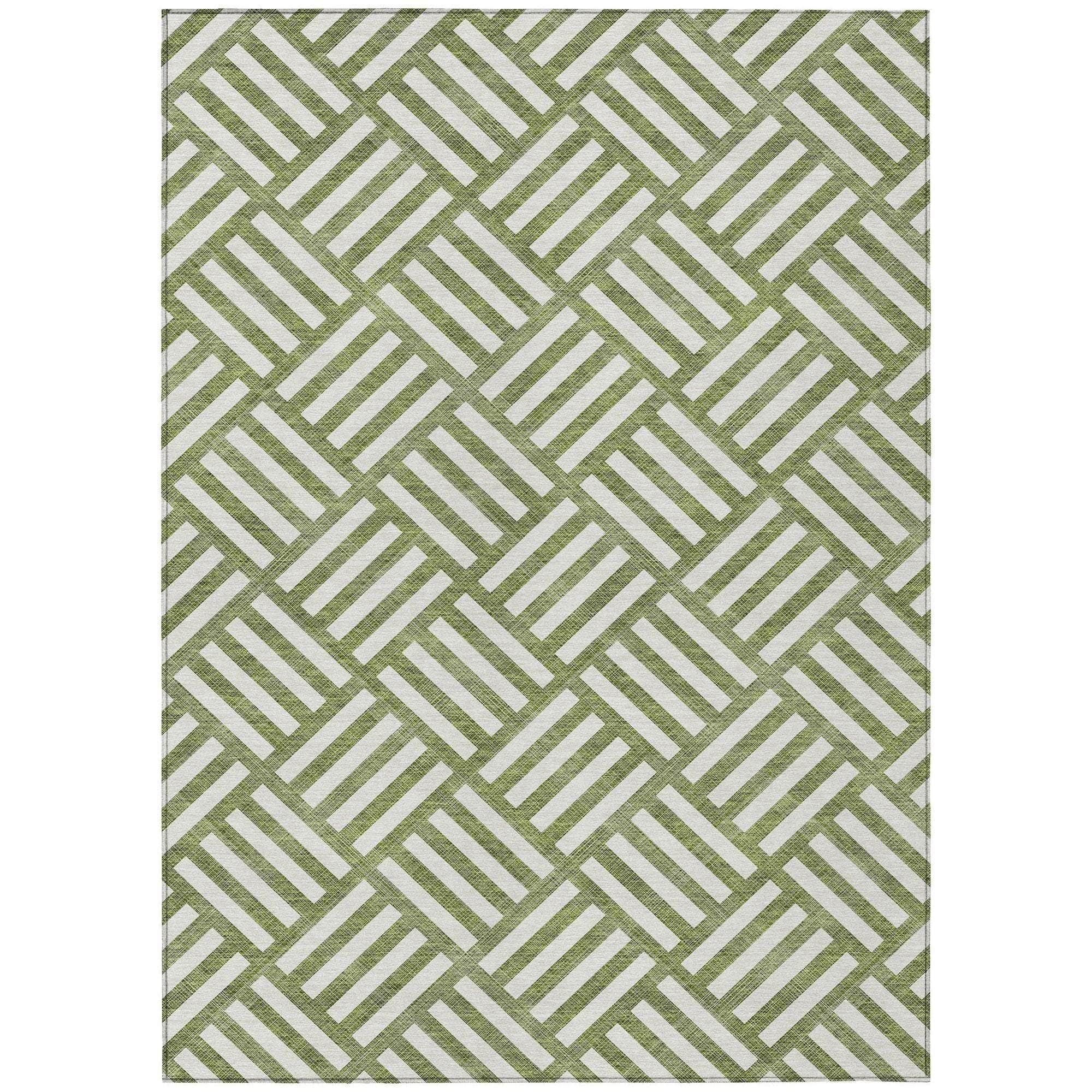 Machine Made ACN620 Olive Green Rugs