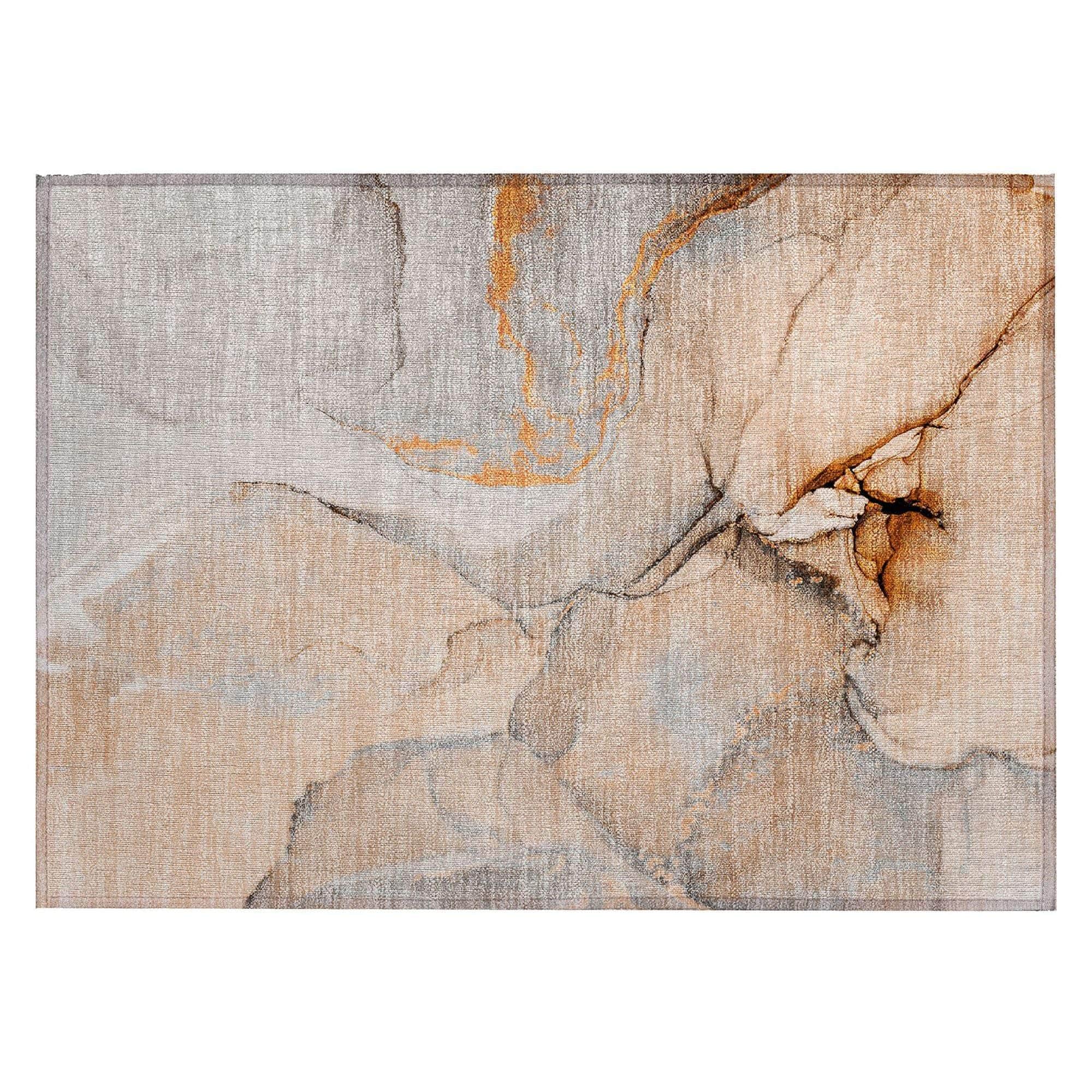 Machine Washable Orange Rug - Indoor / Outdoor - Kids / Pet Friendly Watercolors Print Rug