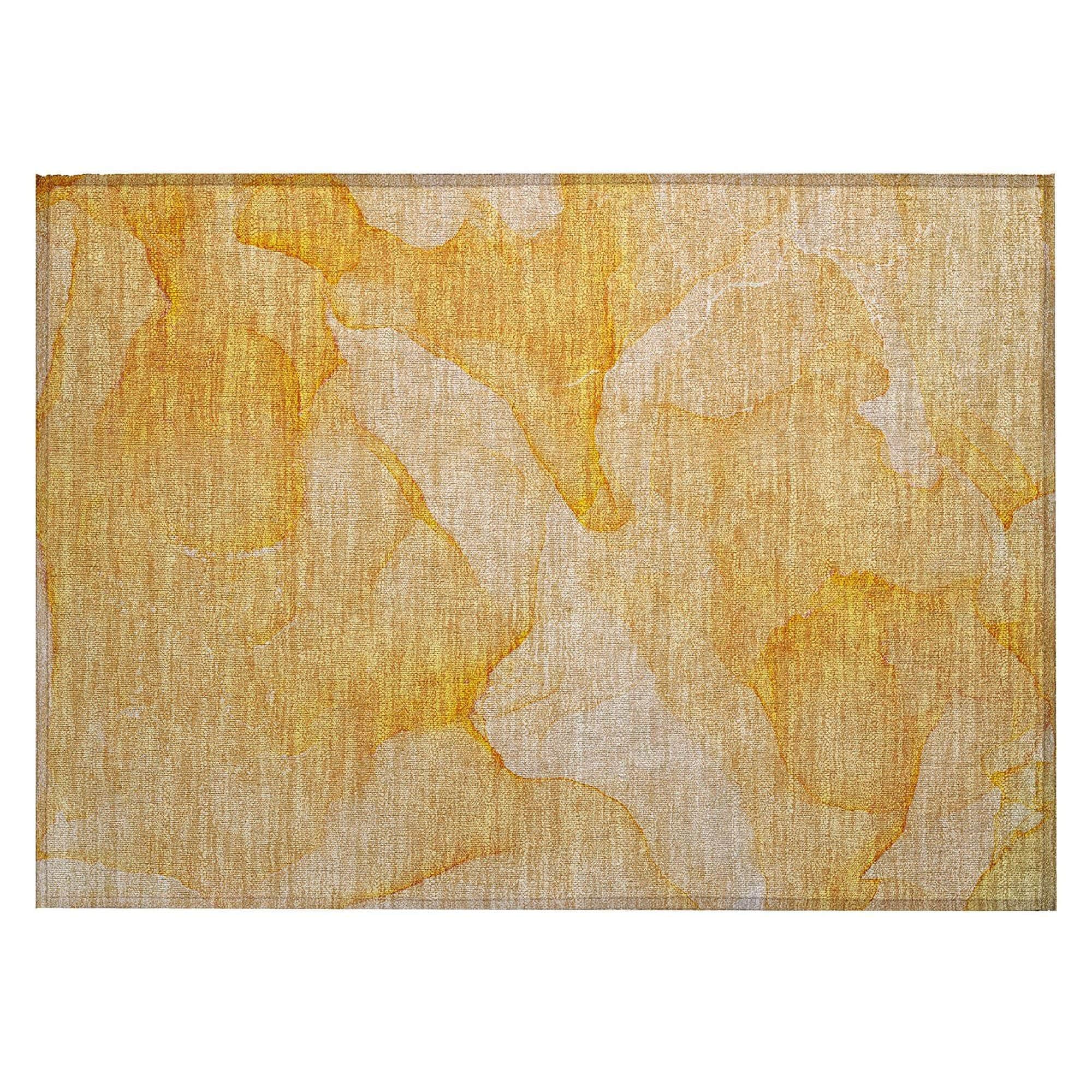 Machine Washable Orange Rug - Indoor / Outdoor - Kids / Pet Friendly Watercolors Print Rug