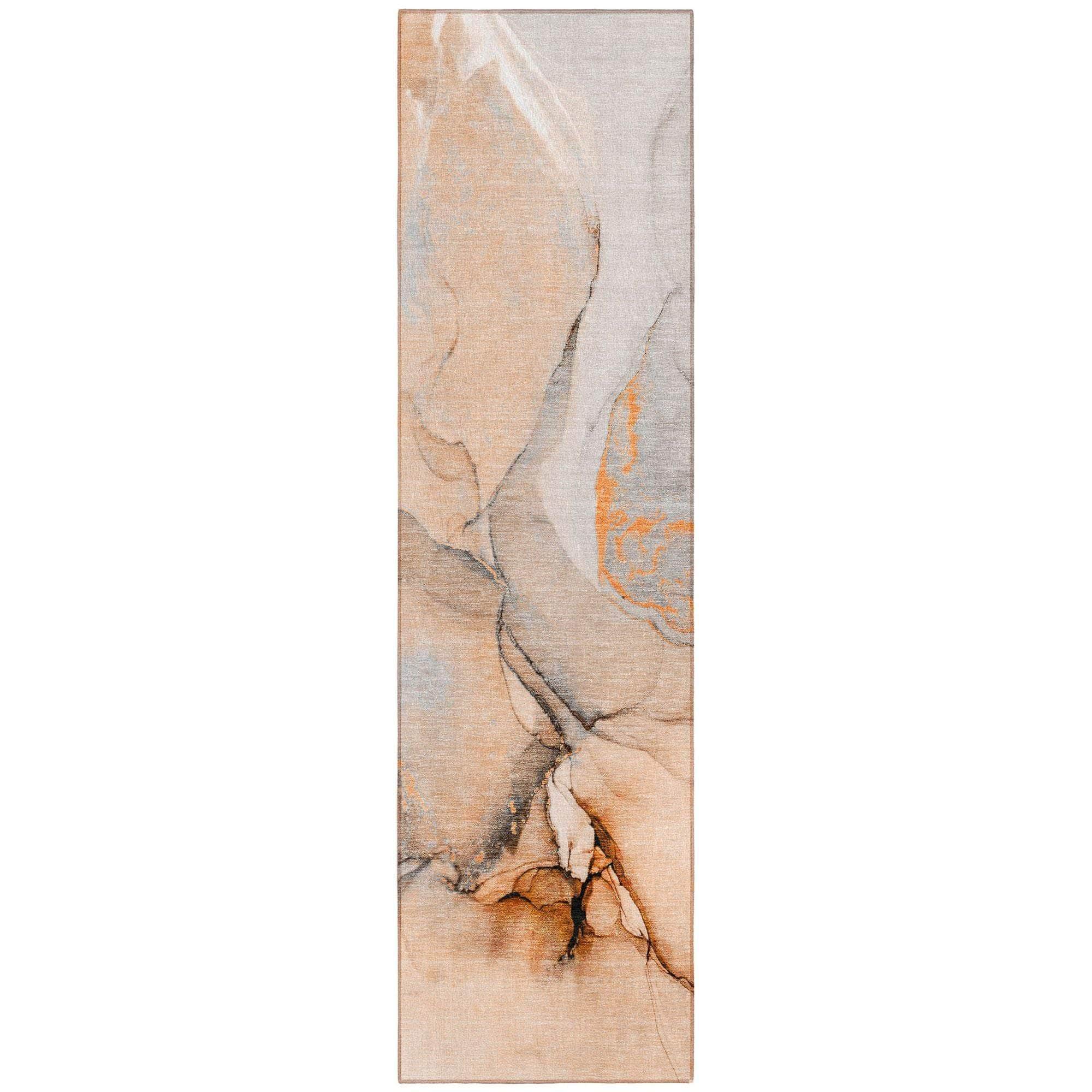 Machine Washable Orange Rug - Indoor / Outdoor - Kids / Pet Friendly Watercolors Print Rug