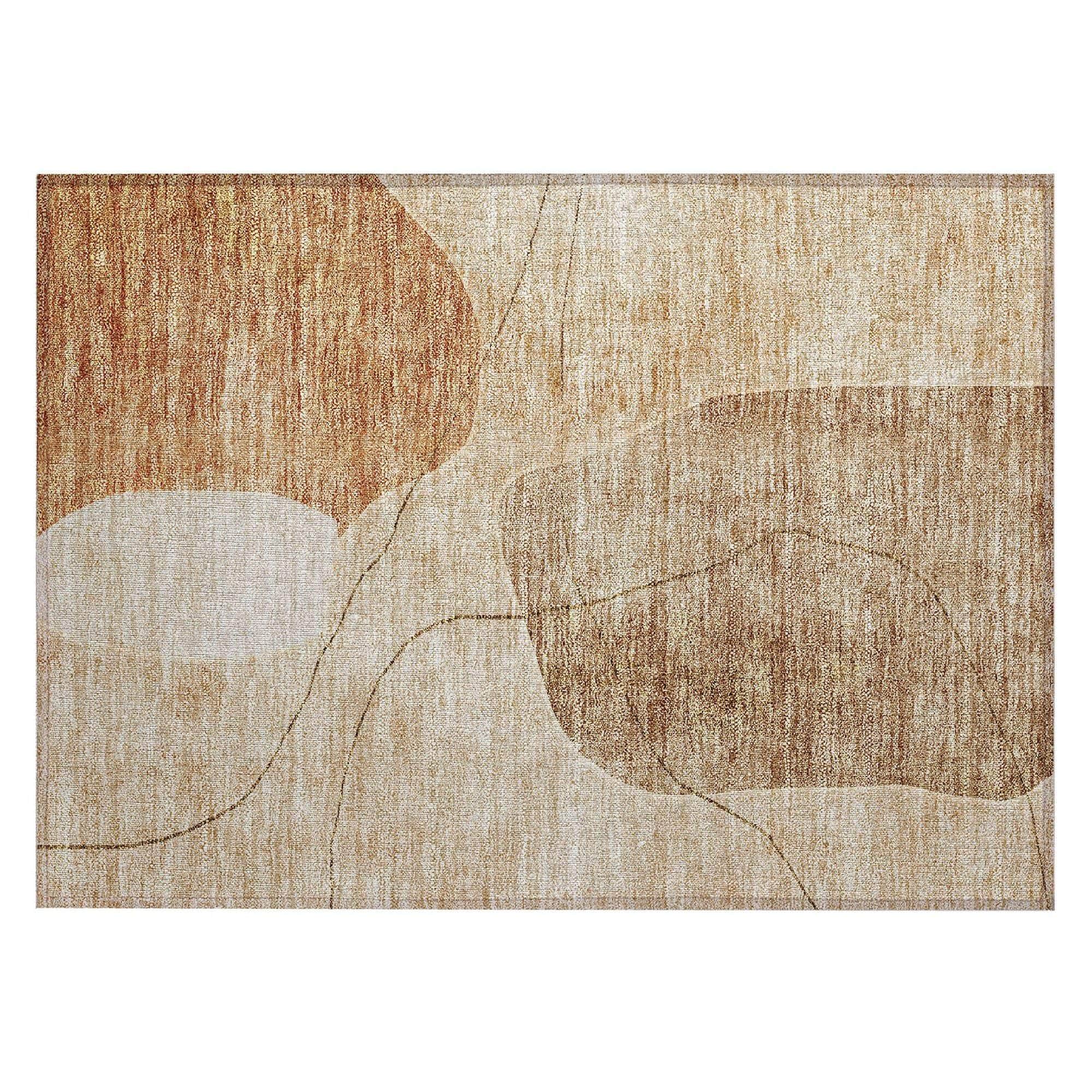 Machine Washable Paprika Orange Rug - Indoor / Outdoor - Kids / Pet Friendly Abstract Print Rug
