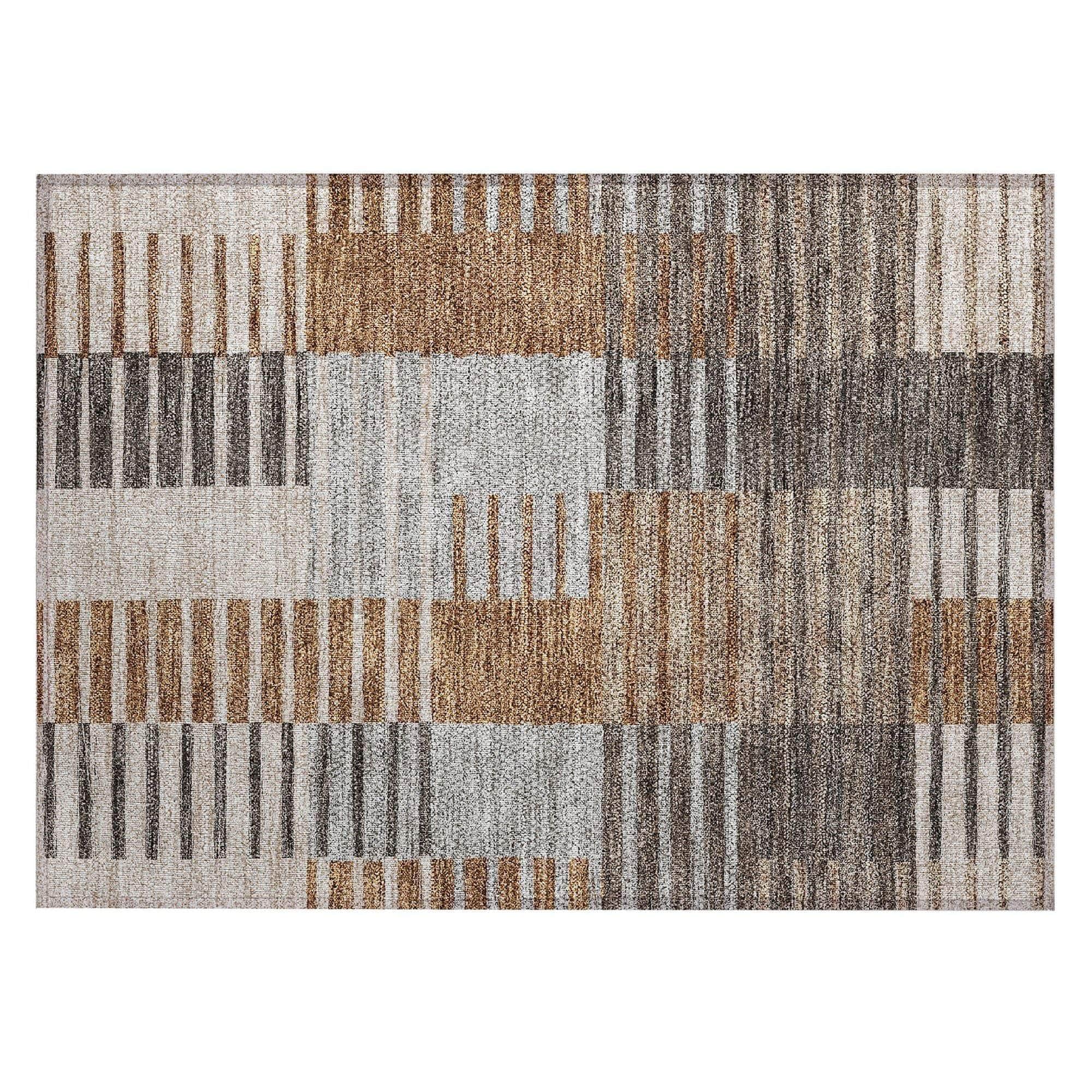 Machine Washable Paprika Orange Rug - Indoor / Outdoor - Kids / Pet Friendly Striped Print Rug