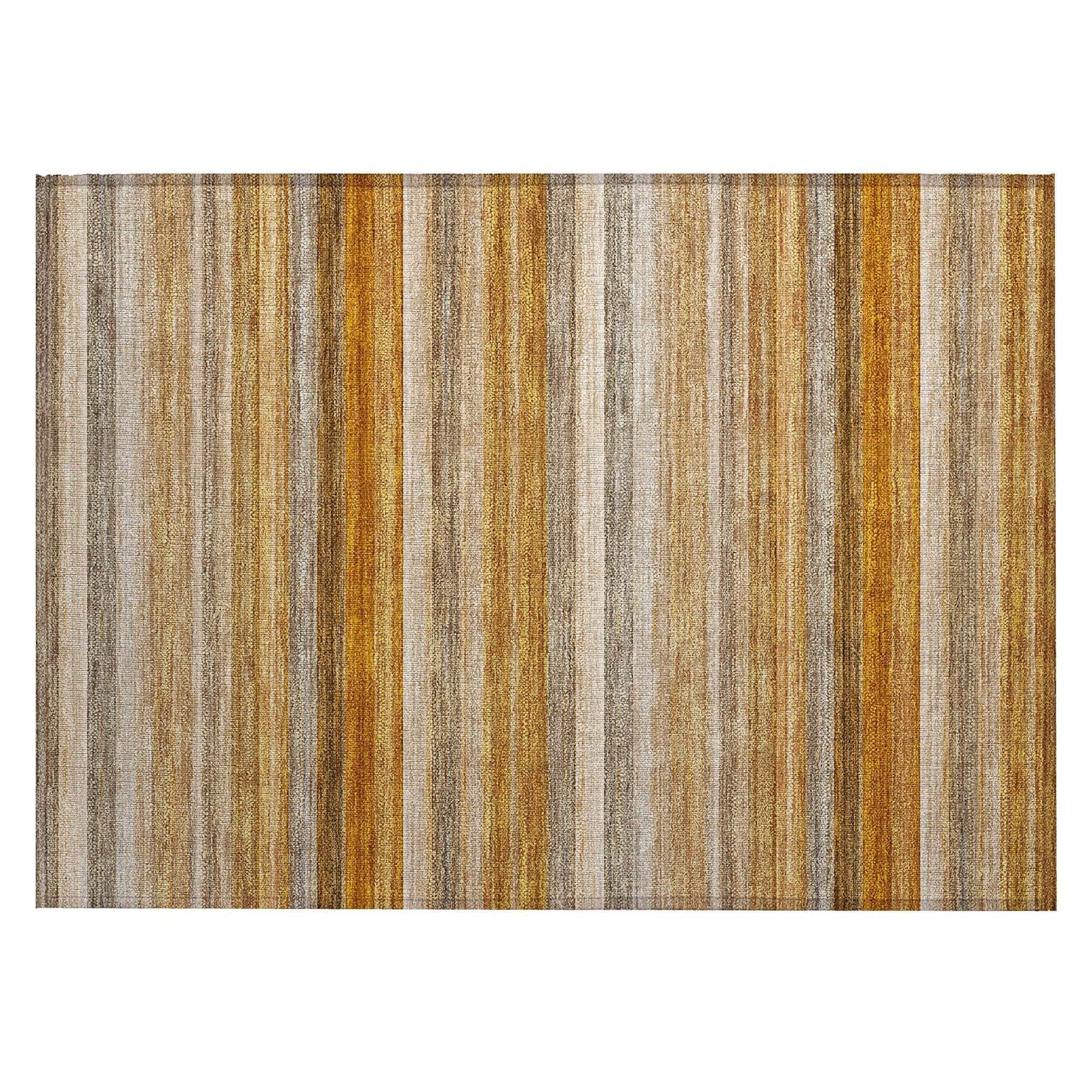 Machine Washable Paprika Orange Rug - Indoor / Outdoor - Kids / Pet Friendly Stripes Print Rug