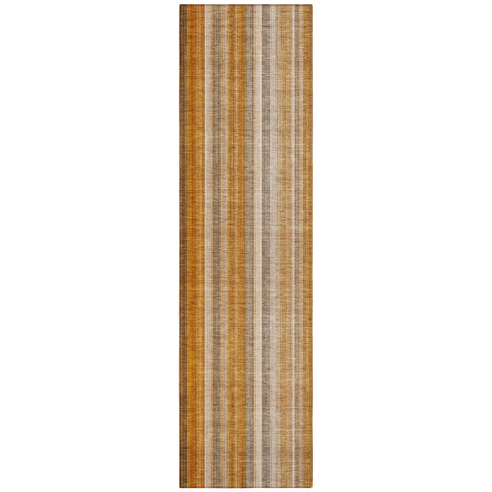 Machine Washable Paprika Orange Rug - Indoor / Outdoor - Kids / Pet Friendly Stripes Print Rug