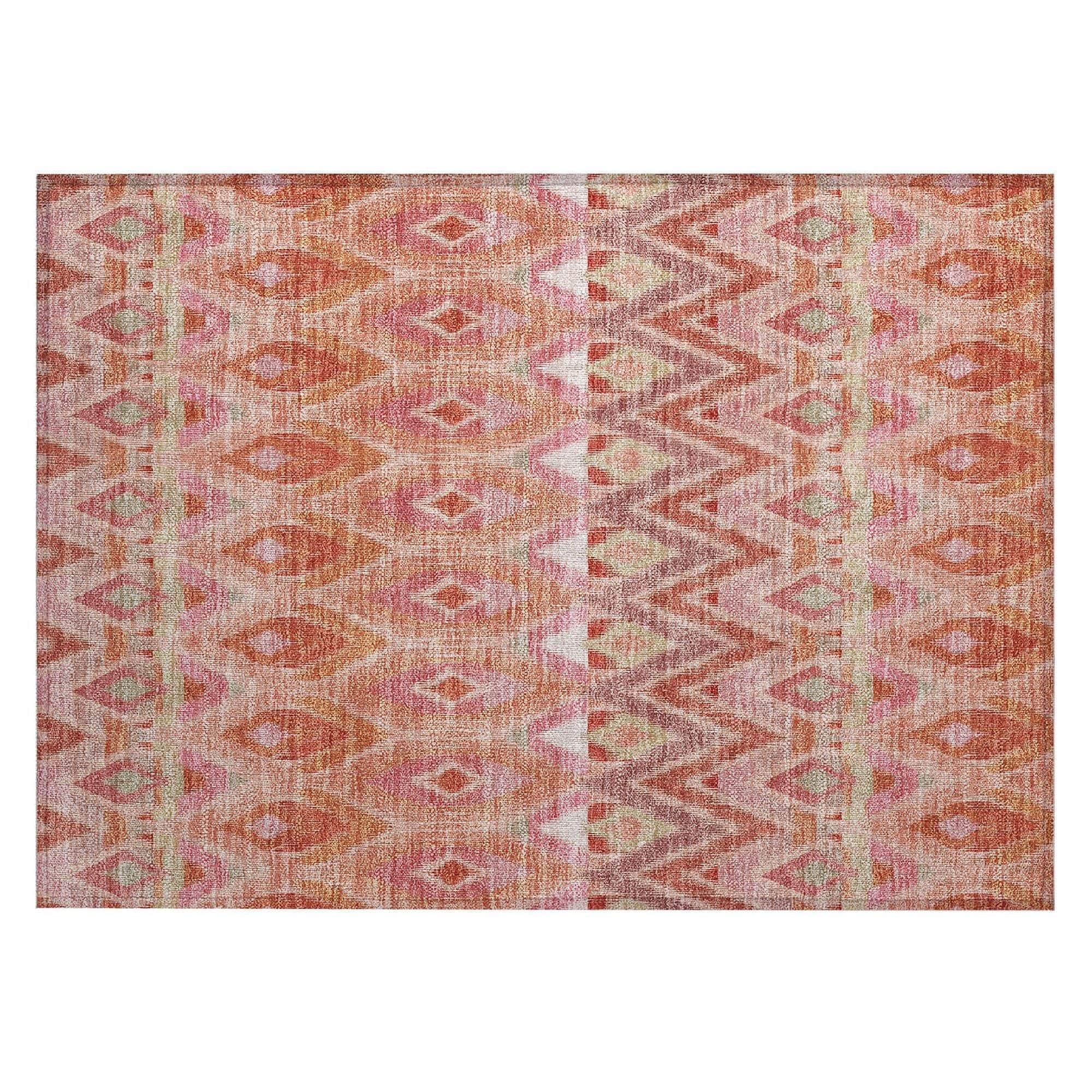 Machine Washable Pink Rug - Indoor / Outdoor - Kids / Pet Friendly Southwest Print Rug