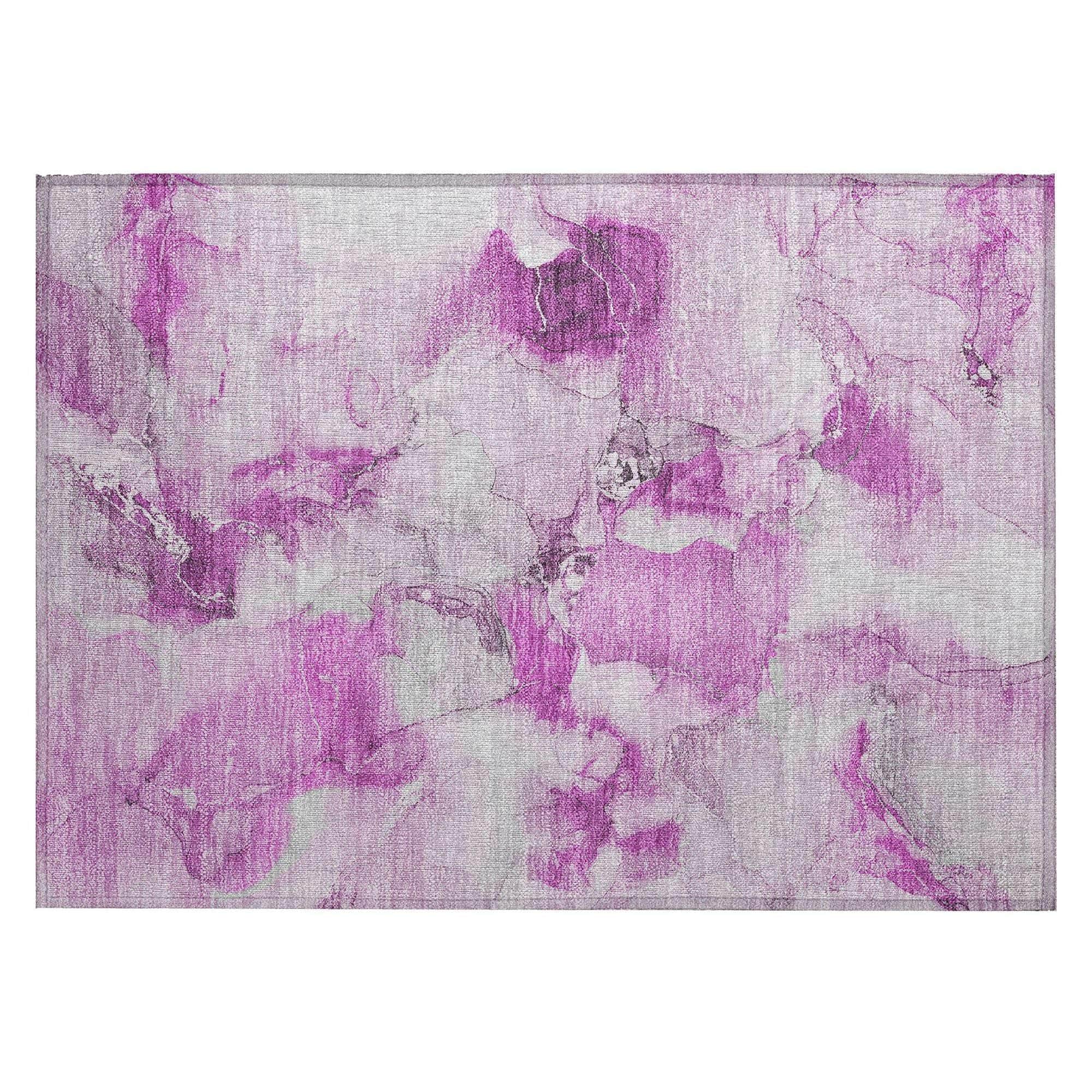 Machine Washable Pink Rug - Indoor / Outdoor - Kids / Pet Friendly Watercolors Print Rug