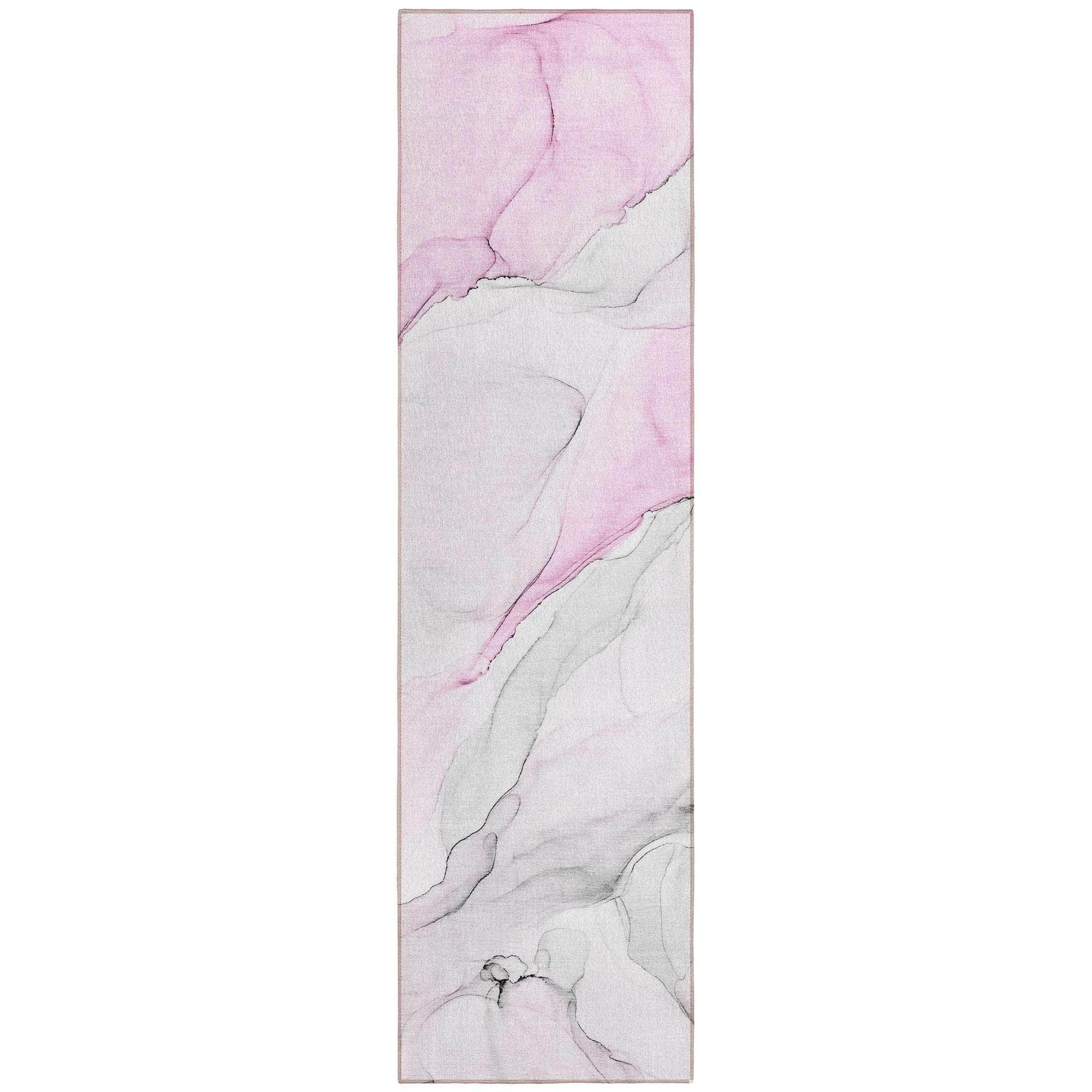 Machine Washable Pink Rug - Indoor / Outdoor - Kids / Pet Friendly Watercolors Print Rug