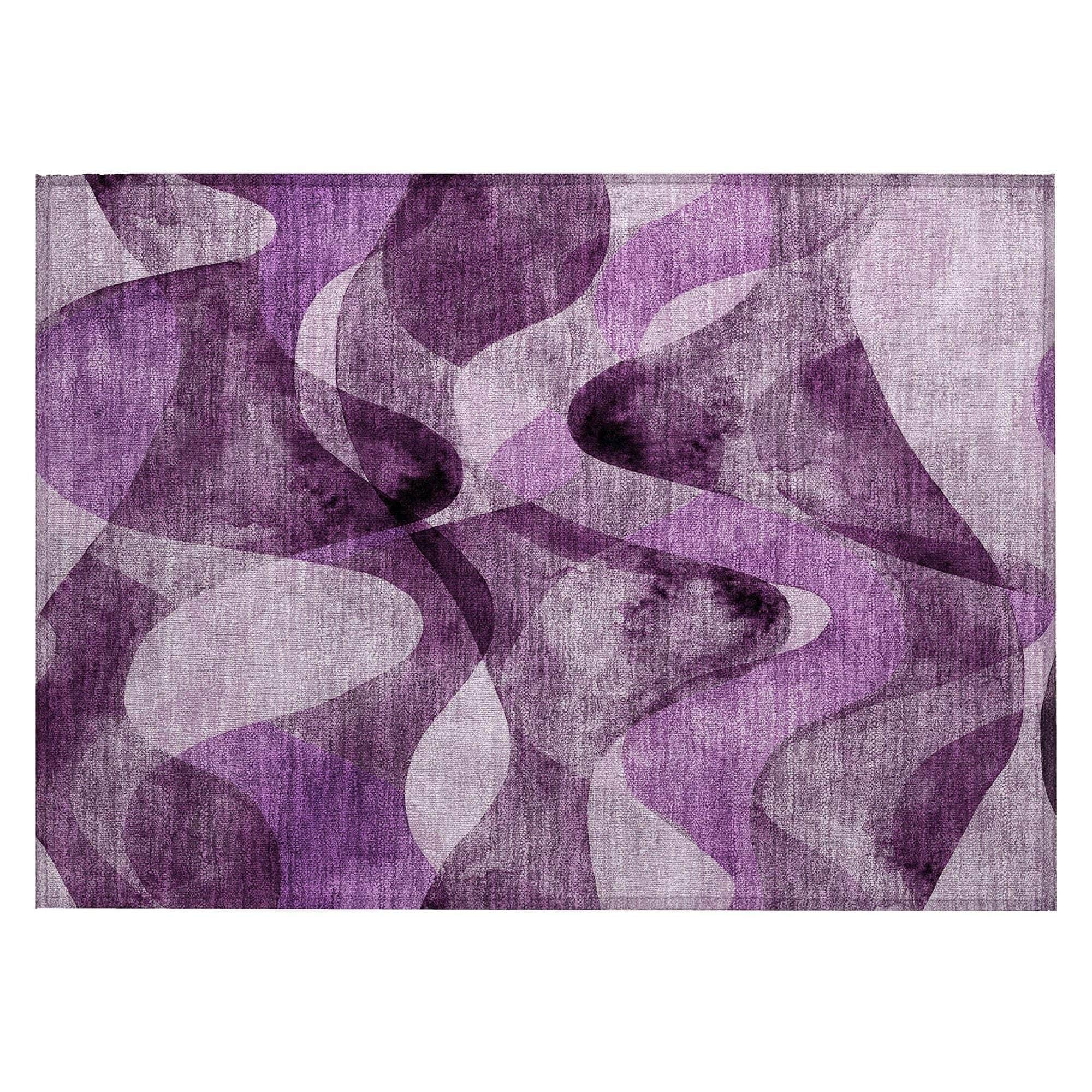 Machine Washable Purple Rug - Indoor / Outdoor - Kids / Pet Friendly Abstract Print Rug