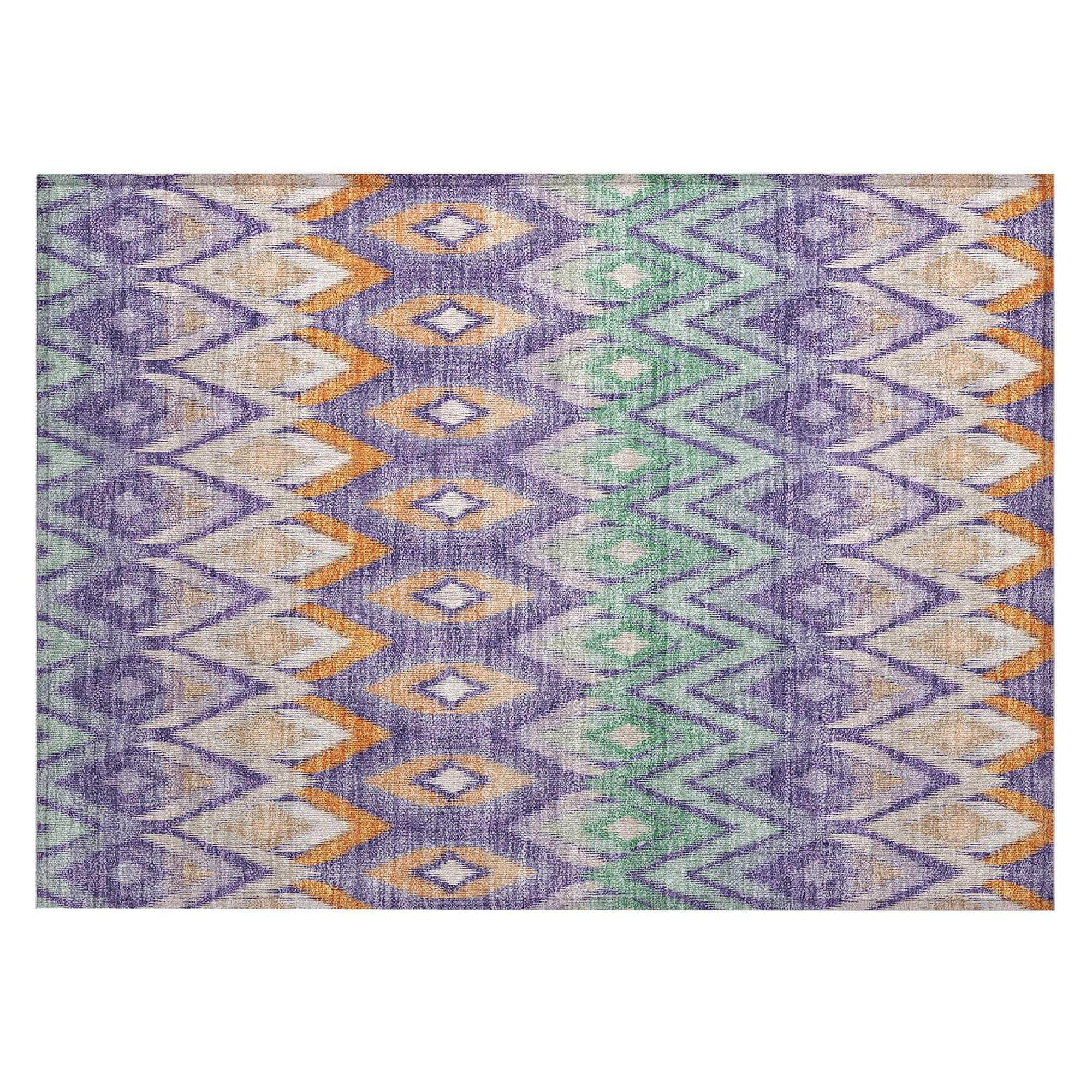 Machine Washable Purple Rug - Indoor / Outdoor - Kids / Pet Friendly Southwest Print Rug