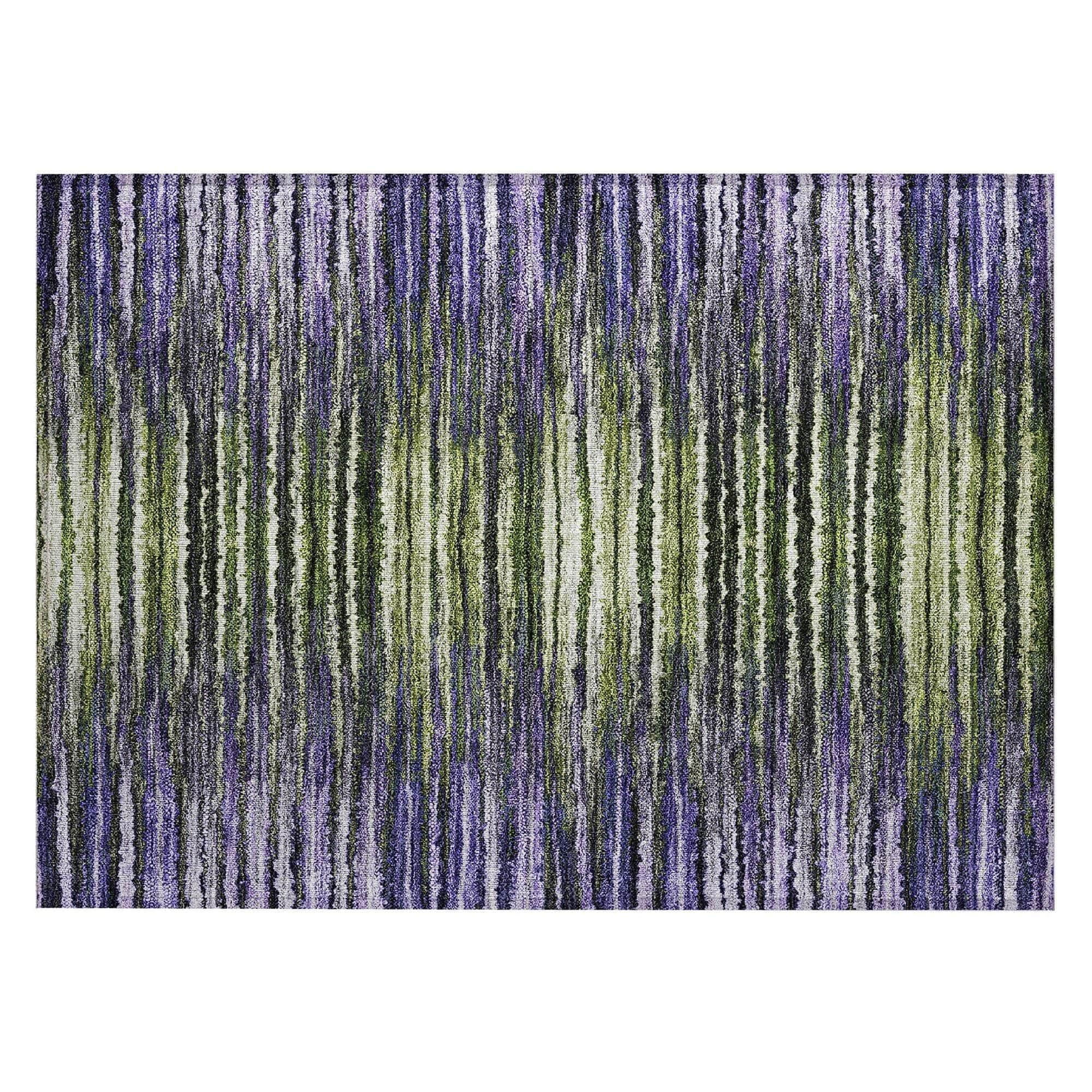 Machine Washable Purple Rug - Indoor / Outdoor - Kids / Pet Friendly Stripes Print Rug