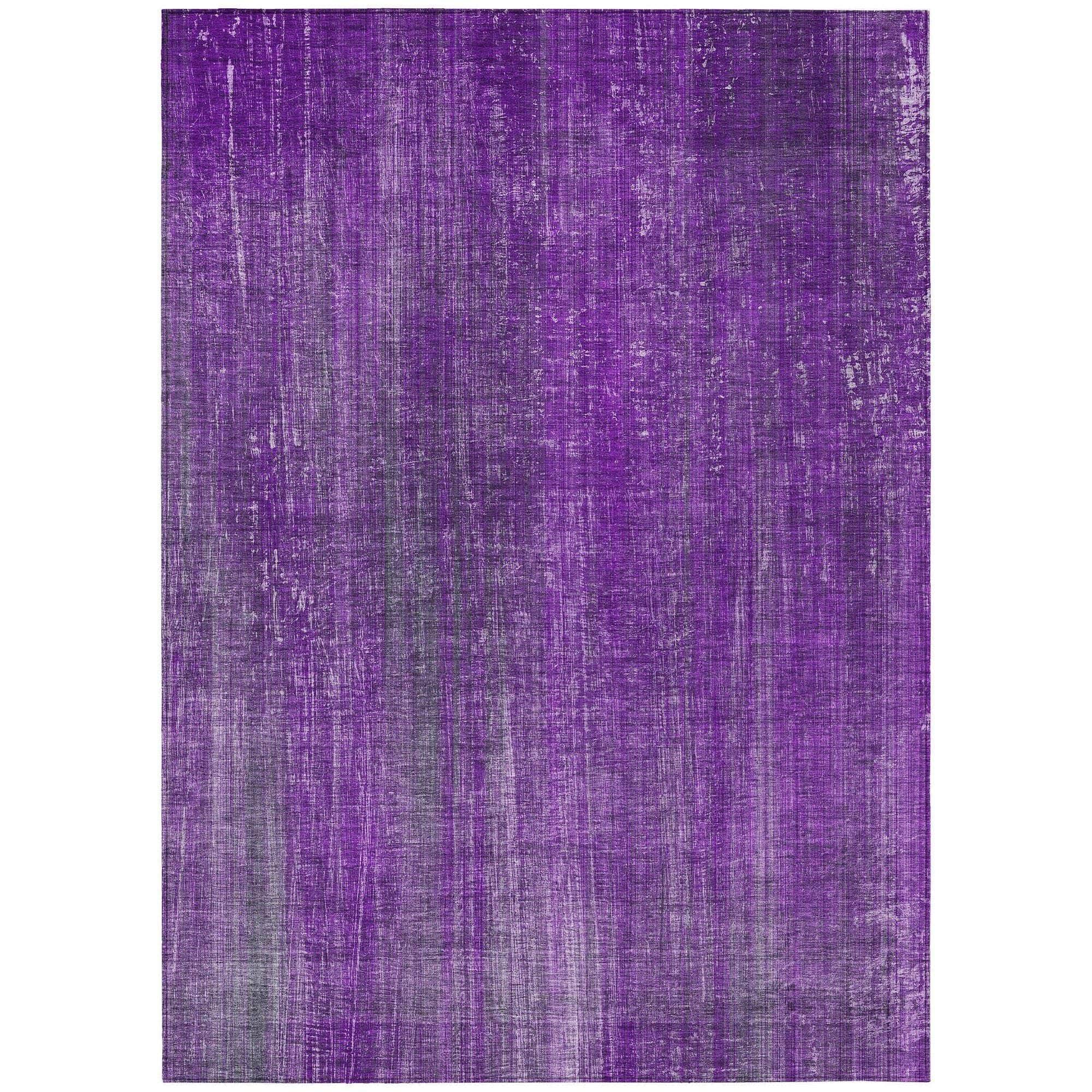 Machine Washable Purple Rug - Indoor / Outdoor - Kids / Pet Friendly Striped Print Rug