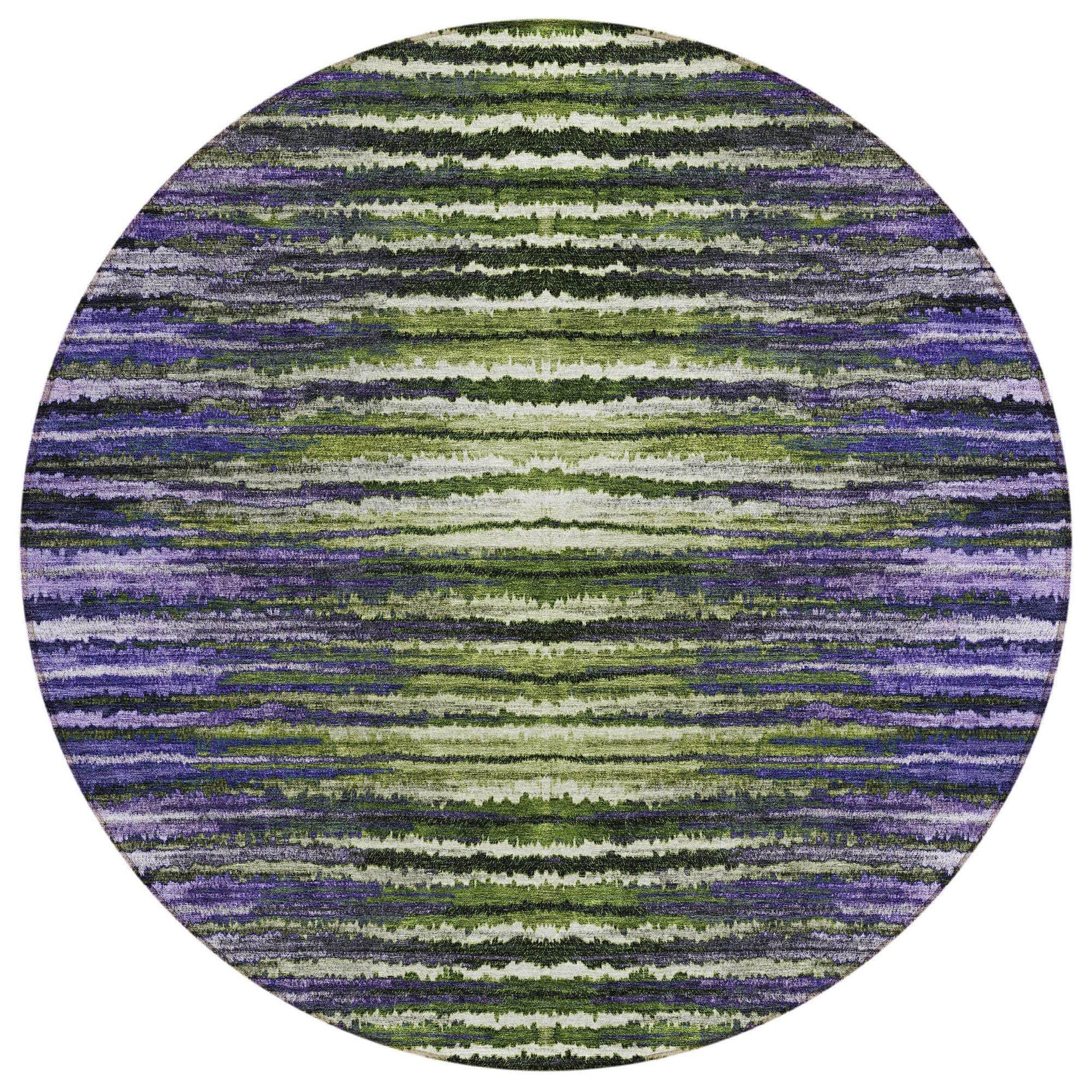 Machine Washable Purple Rug - Indoor / Outdoor - Kids / Pet Friendly Stripes Print Rug