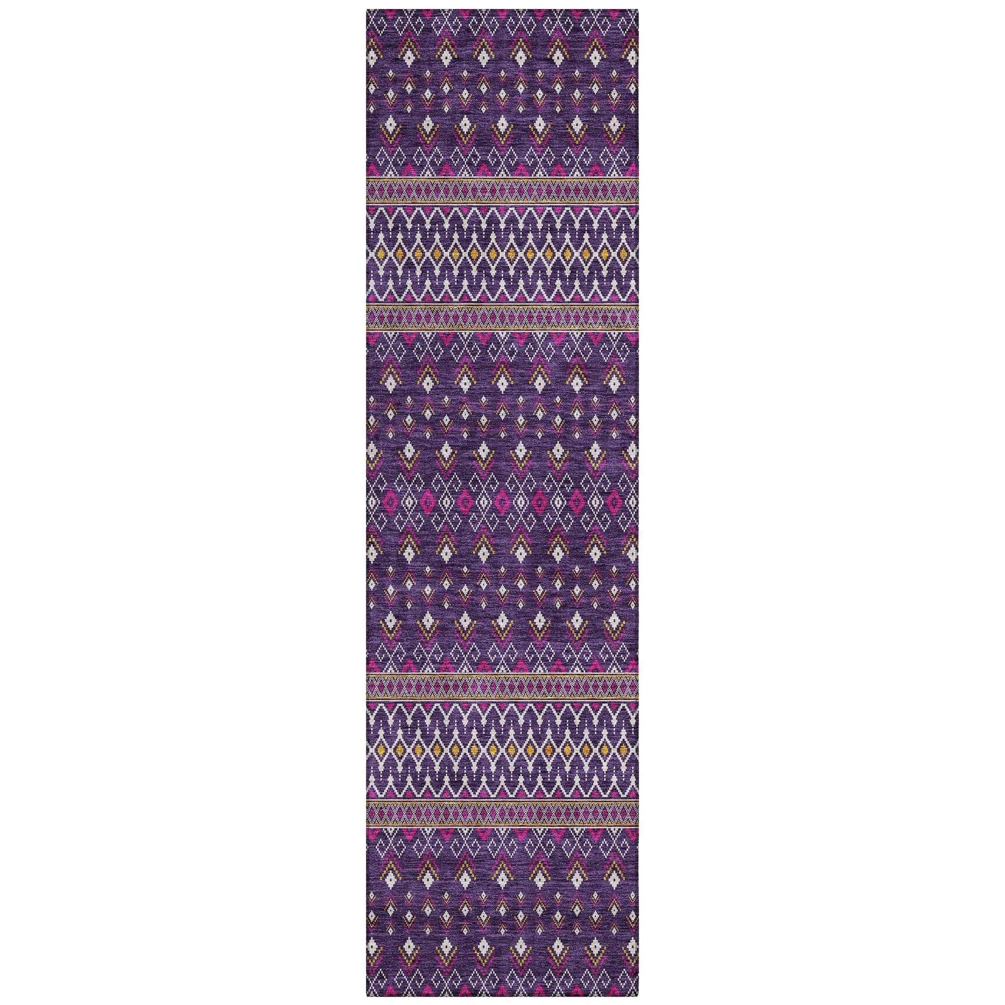 Machine Washable Purple Rug - Indoor / Outdoor - Kids / Pet Friendly Boho Print Rug