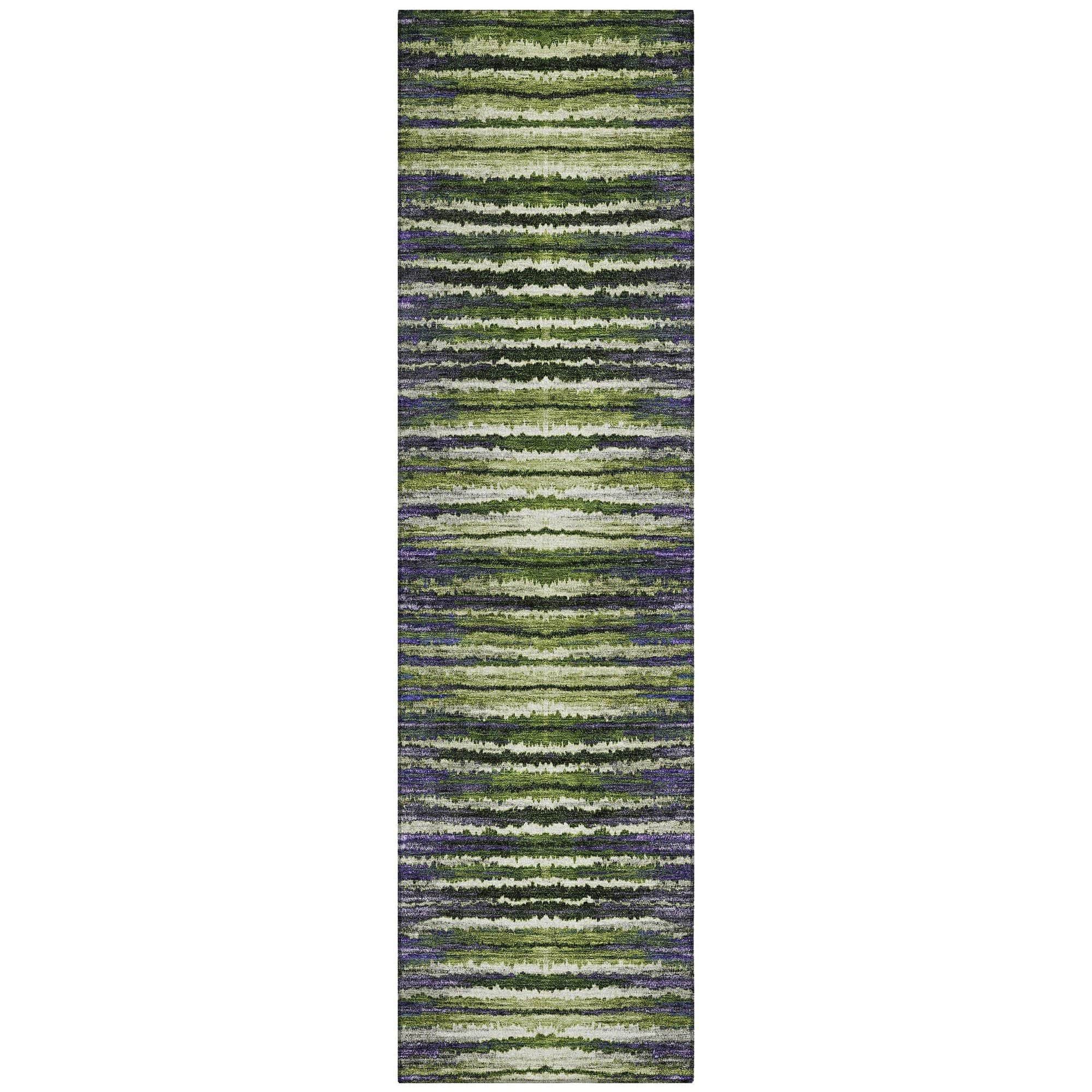 Machine Washable Purple Rug - Indoor / Outdoor - Kids / Pet Friendly Stripes Print Rug