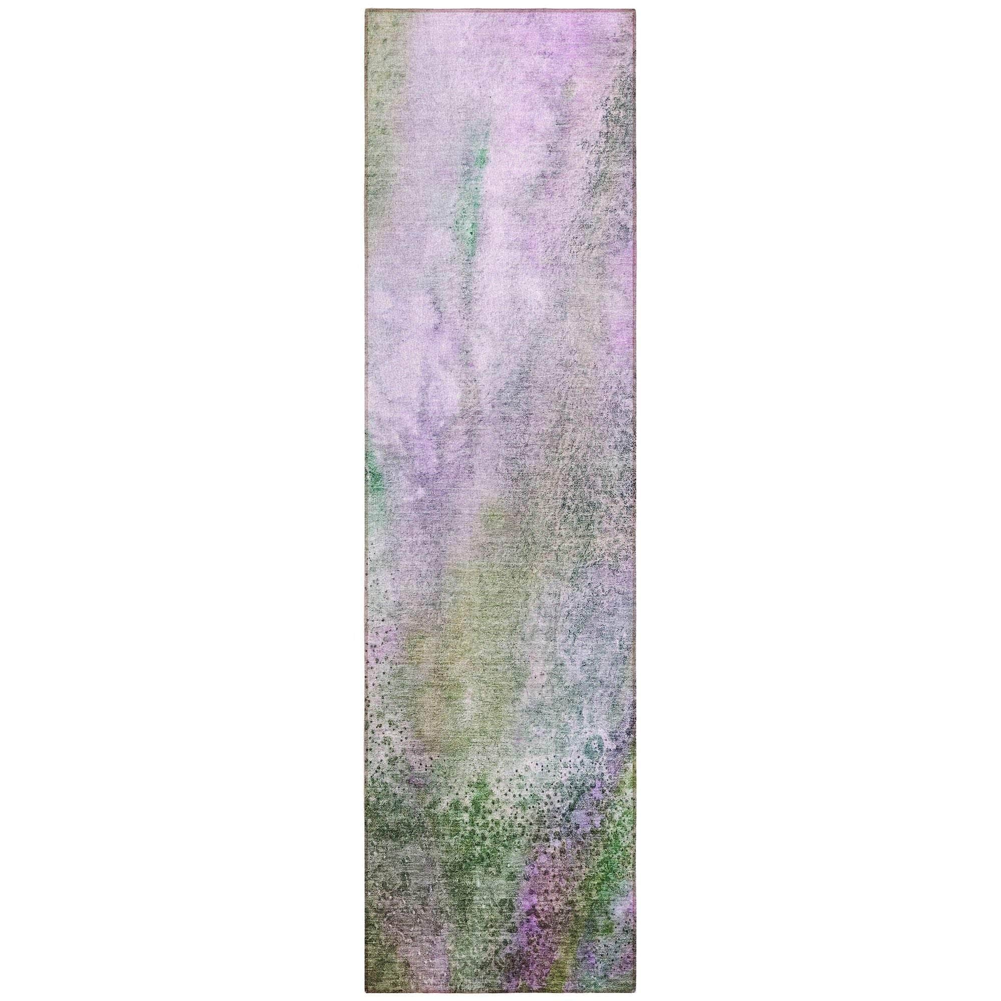 Machine Washable Purple Rug - Indoor / Outdoor - Kids / Pet Friendly Watercolors Print Rug
