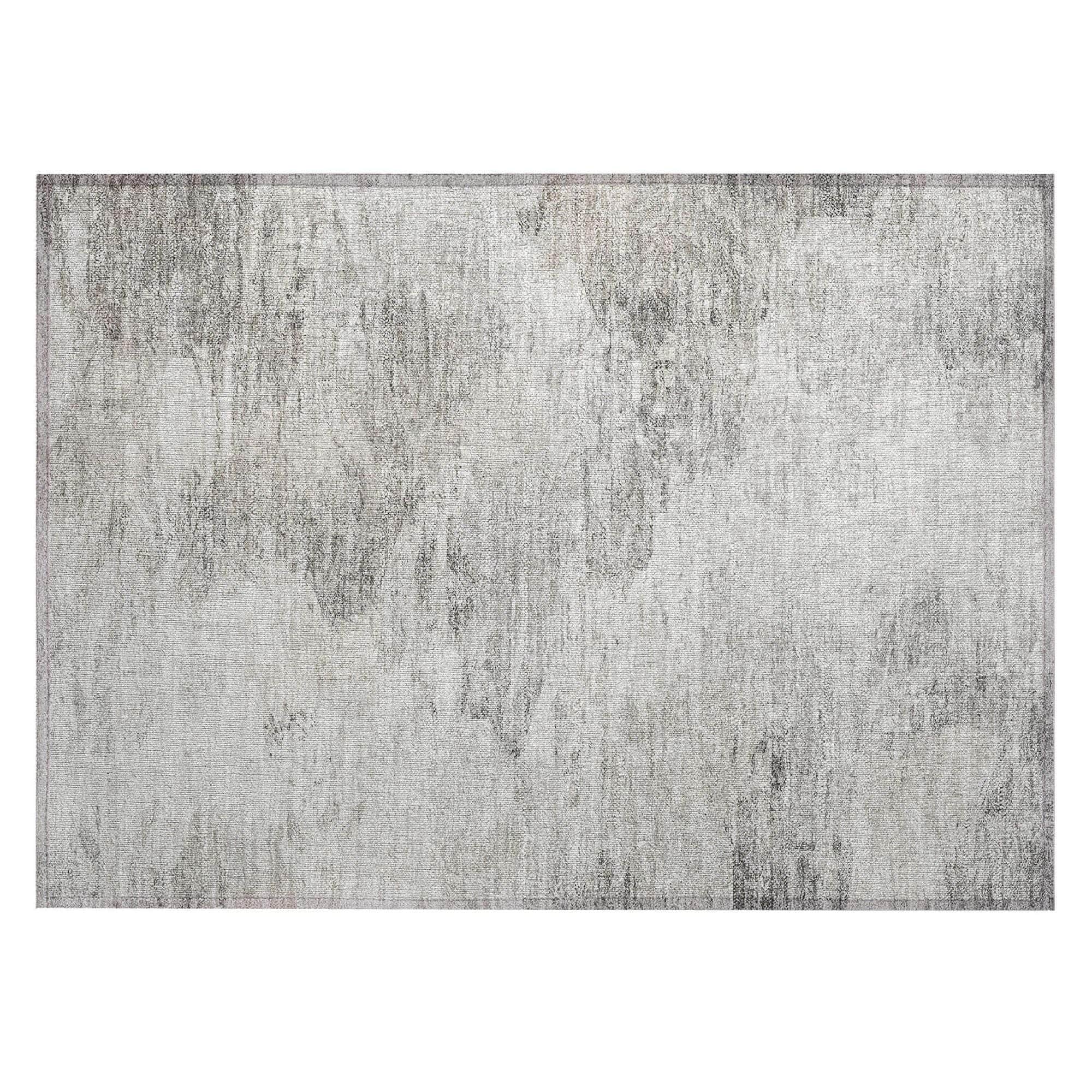 Machine Washable Silver Gray Rug - Indoor / Outdoor - Kids / Pet Friendly Abstract Print Rug
