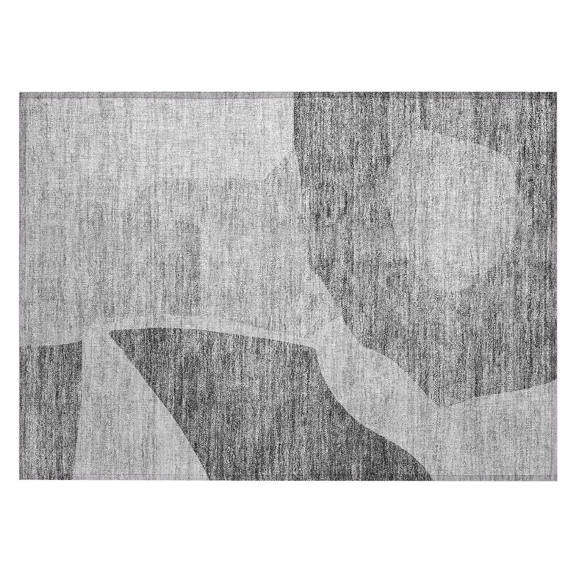Machine Washable Silver Gray Rug - Indoor / Outdoor - Kids / Pet Friendly Abstract Print Rug