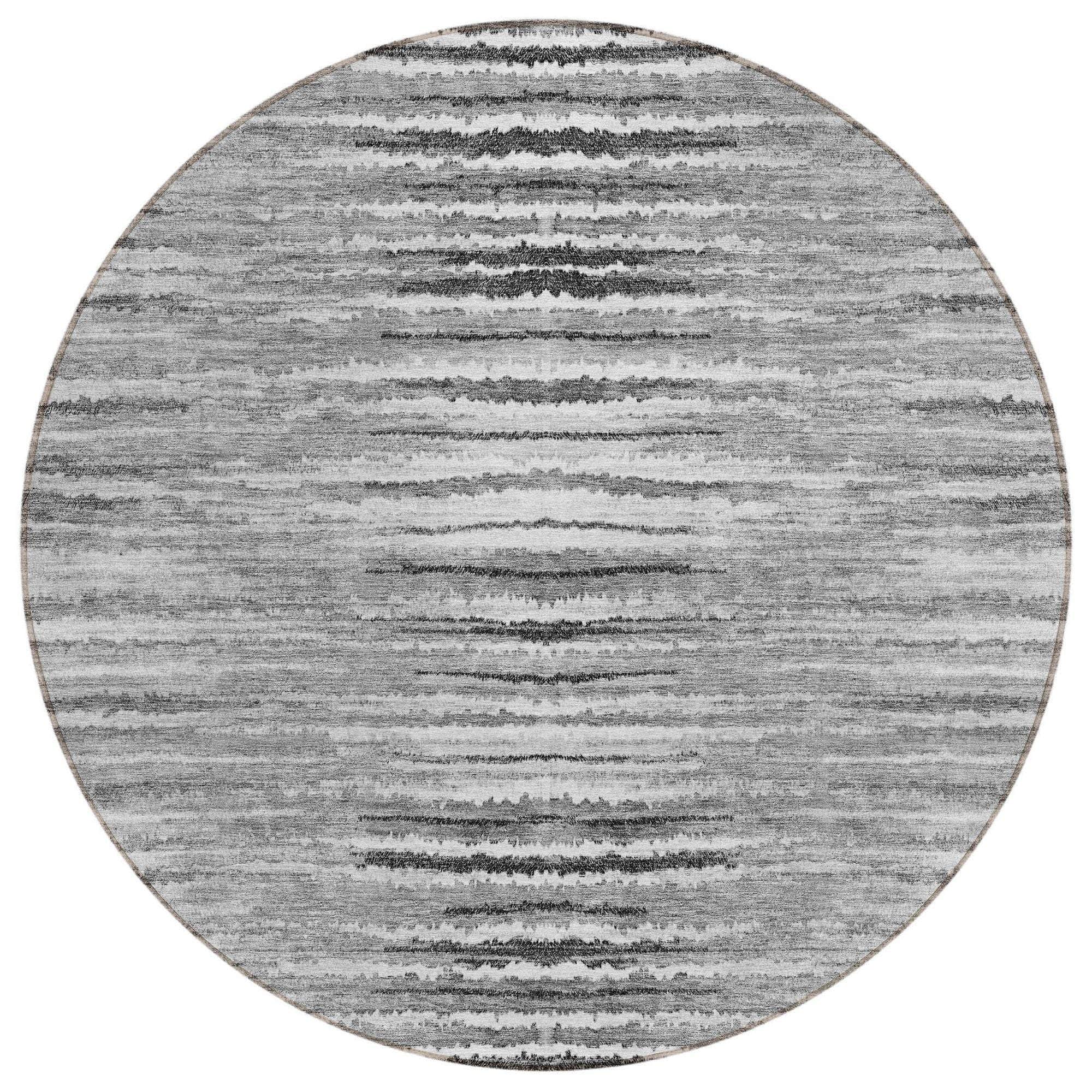 Machine Washable Silver Gray Rug - Indoor / Outdoor - Kids / Pet Friendly Stripes Print Rug
