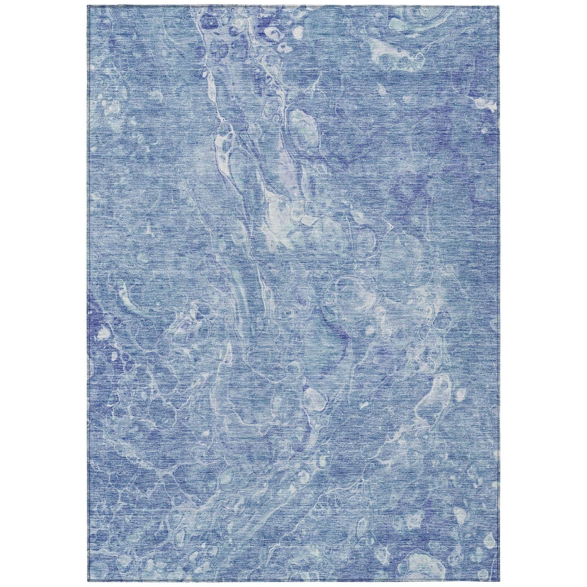 Machine Washable Sky Blue Rug - Indoor / Outdoor - Kids / Pet Friendly Abstract Print Rug