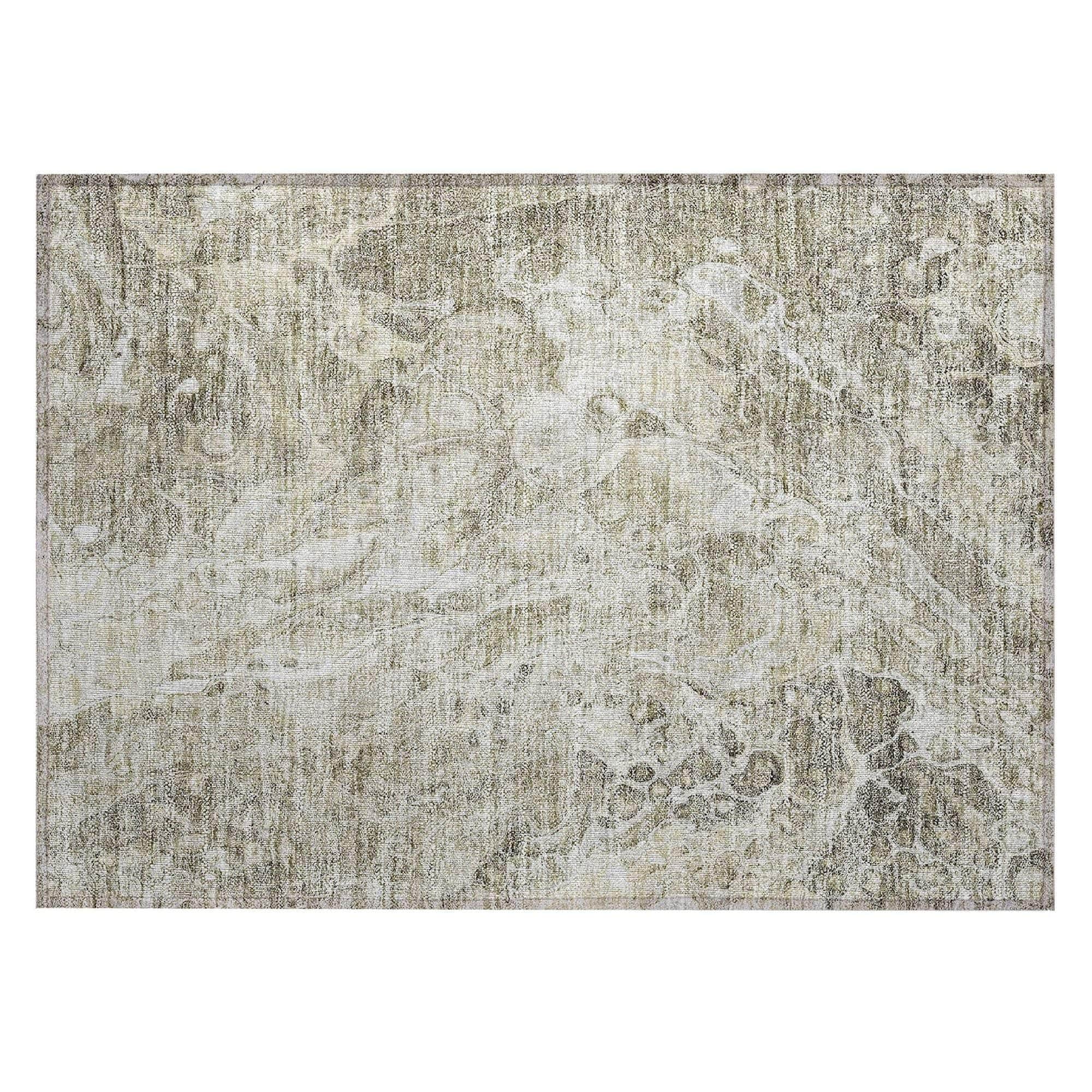 Machine Washable Tan Brown Rug - Indoor / Outdoor - Kids / Pet Friendly Abstract Print Rug