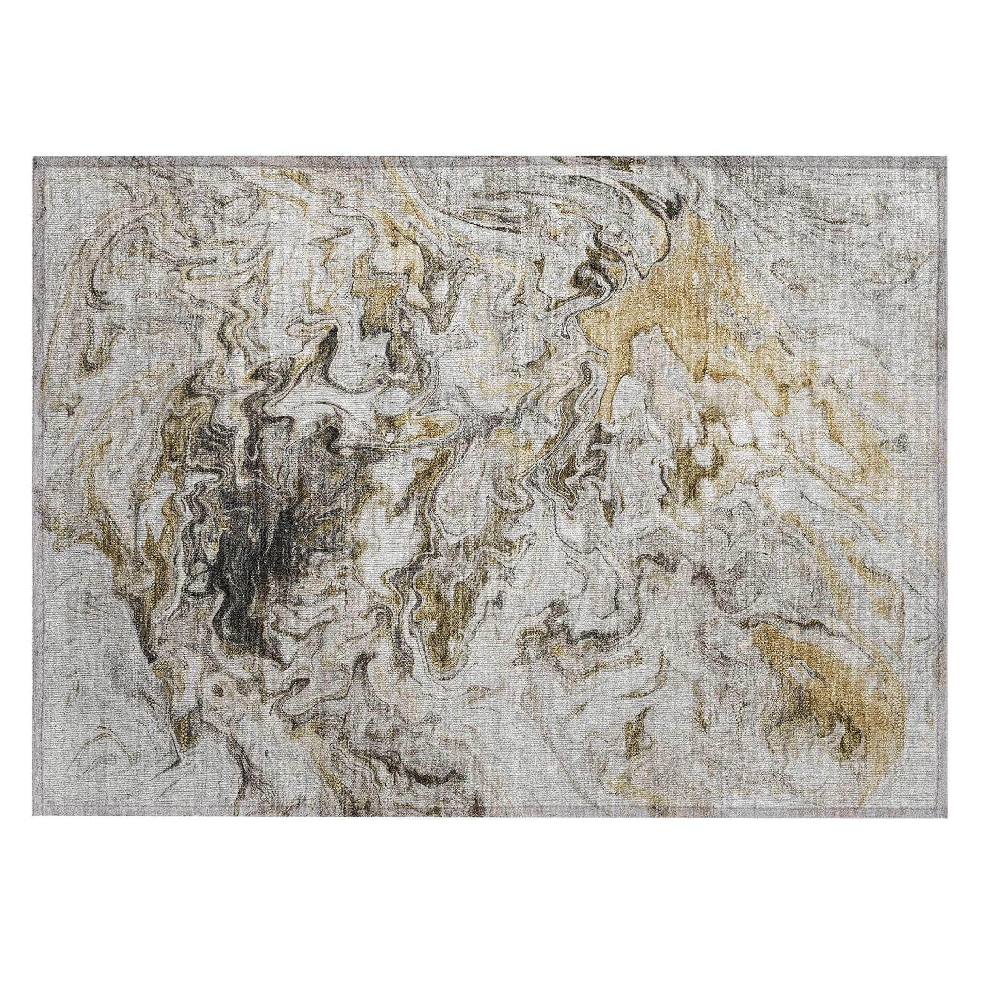 Machine Washable Taupe Brown Rug - Indoor / Outdoor - Kids / Pet Friendly Abstract Print Rug