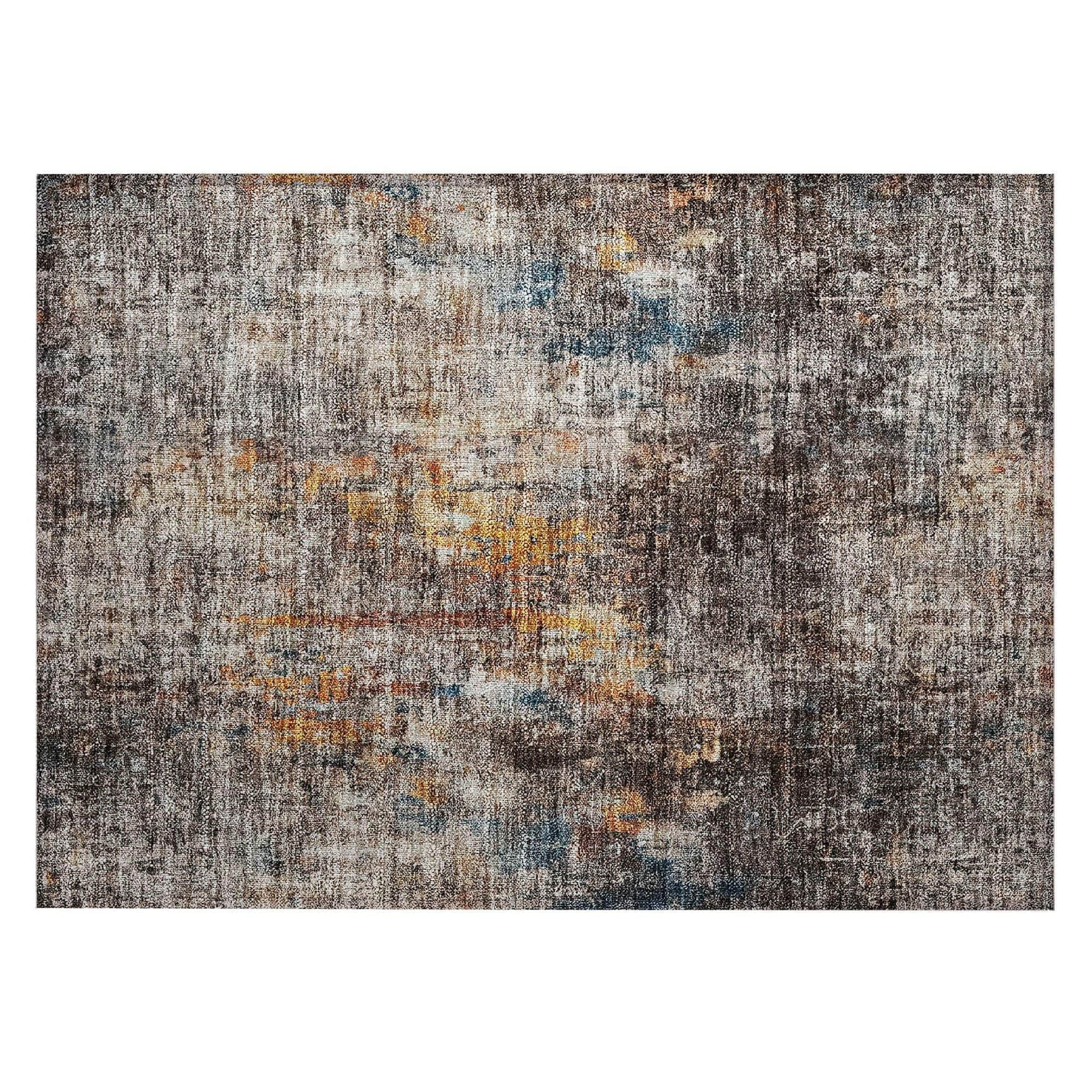 Machine Washable Taupe Brown Rug - Indoor / Outdoor - Kids / Pet Friendly Abstract Print Rug