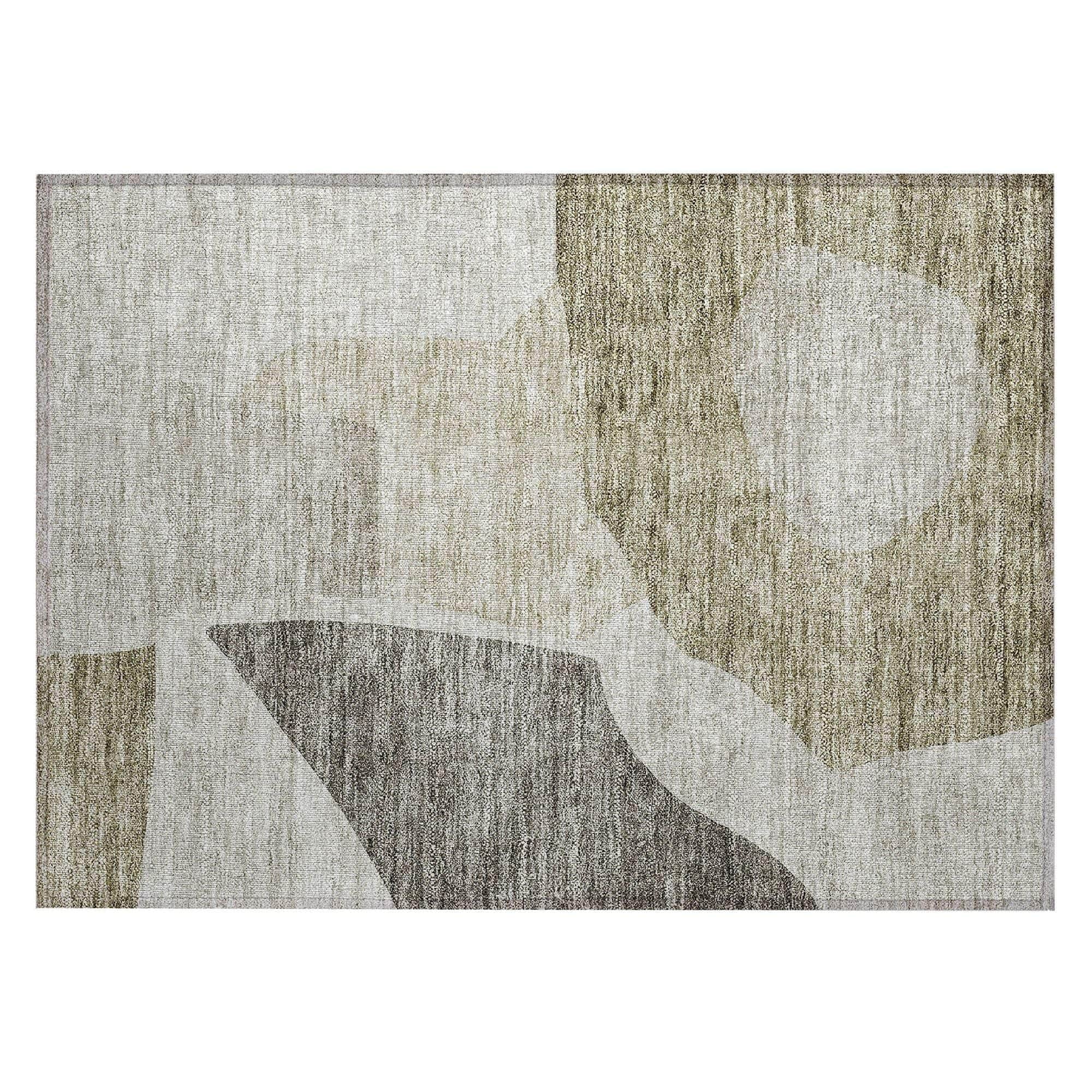 Machine Washable Taupe Brown Rug - Indoor / Outdoor - Kids / Pet Friendly Abstract Print Rug