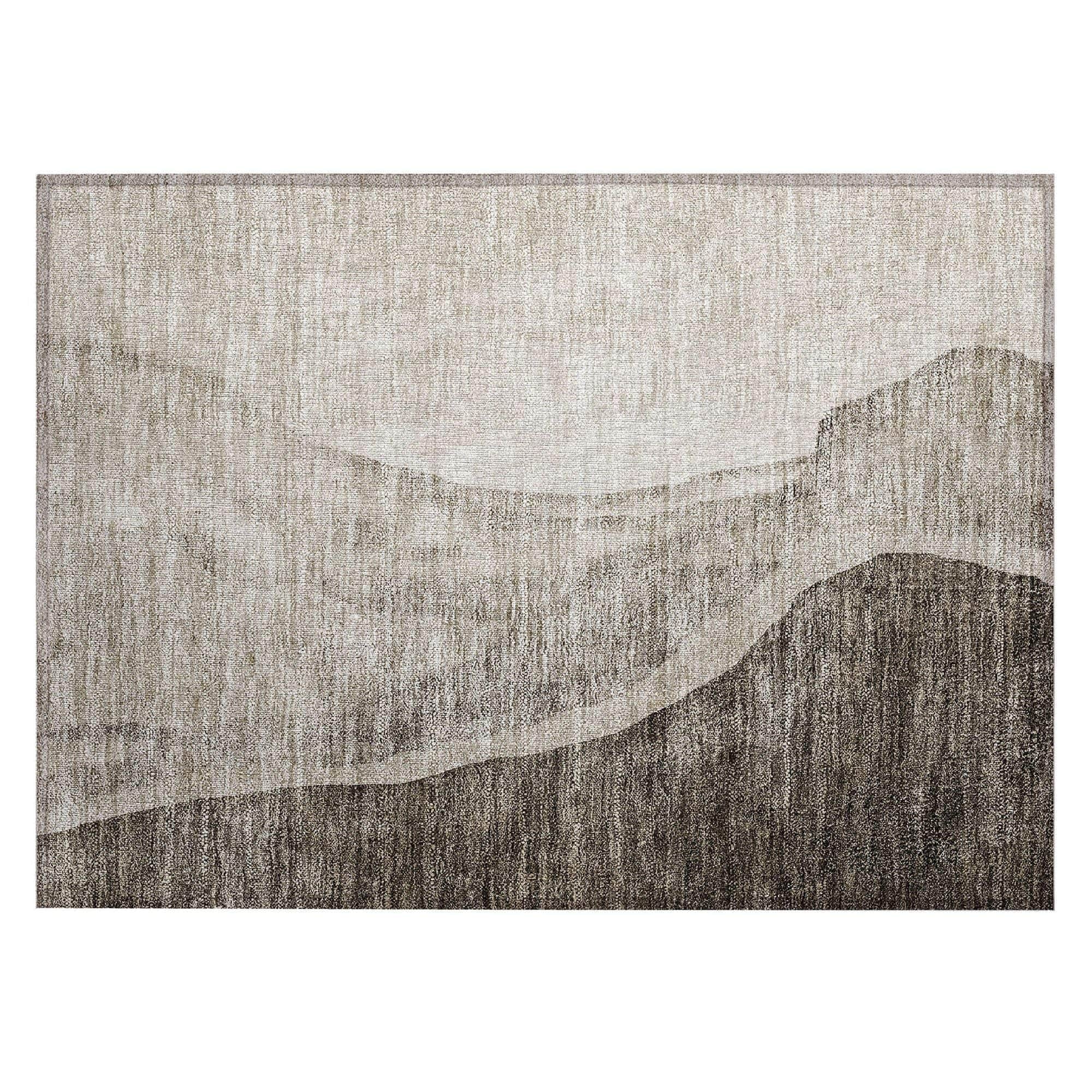 Machine Washable Taupe Brown Rug - Indoor / Outdoor - Kids / Pet Friendly Abstract Print Rug