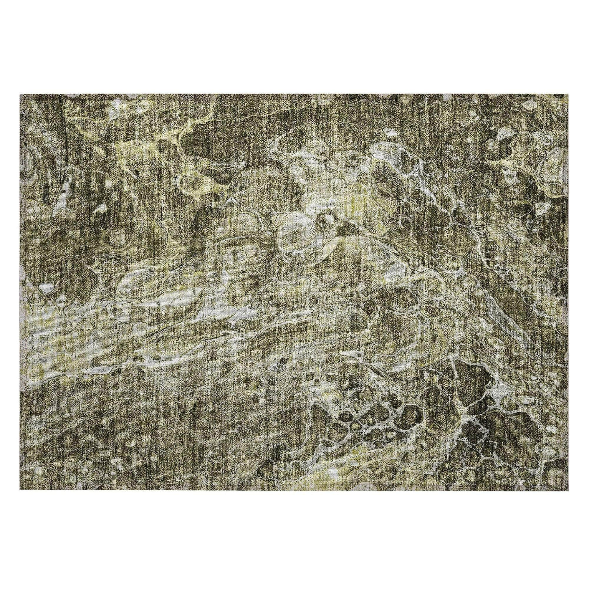 Machine Washable Taupe Brown Rug - Indoor / Outdoor - Kids / Pet Friendly Abstract Print Rug