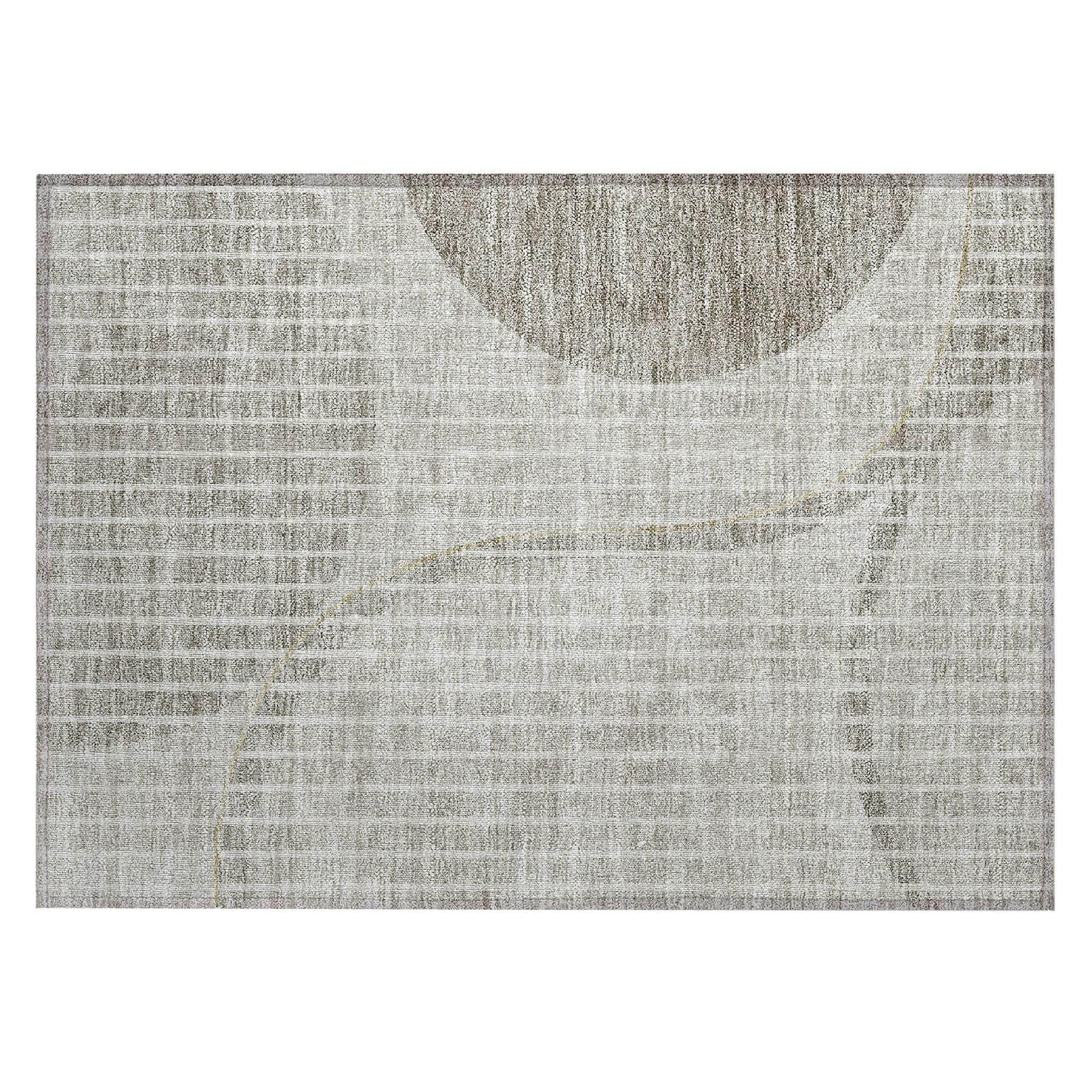 Machine Washable Taupe Brown Rug - Indoor / Outdoor - Kids / Pet Friendly Striped Print Rug