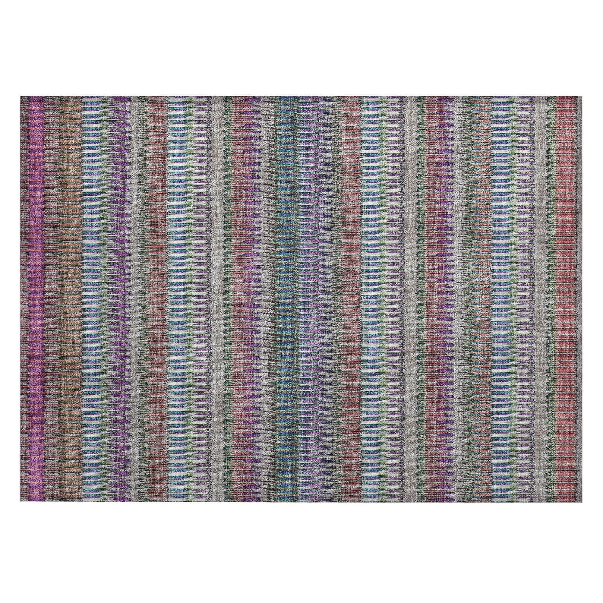 Machine Washable Taupe Brown Rug - Indoor / Outdoor - Kids / Pet Friendly Stripes Print Rug
