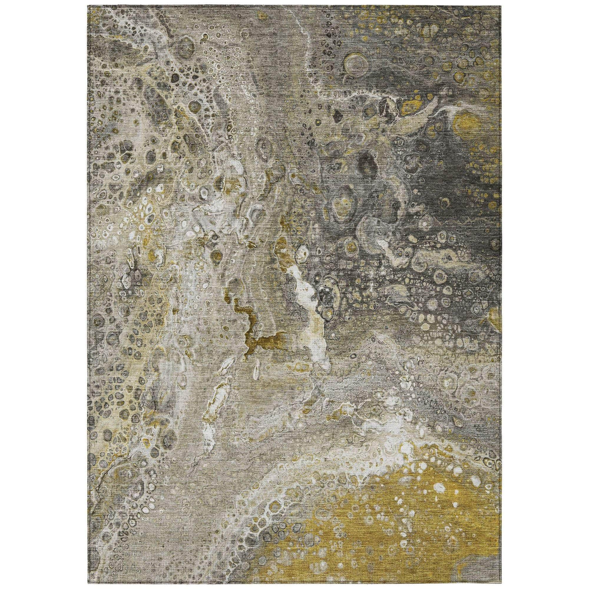Machine Washable Taupe Brown Rug - Indoor / Outdoor - Kids / Pet Friendly Abstract Print Rug