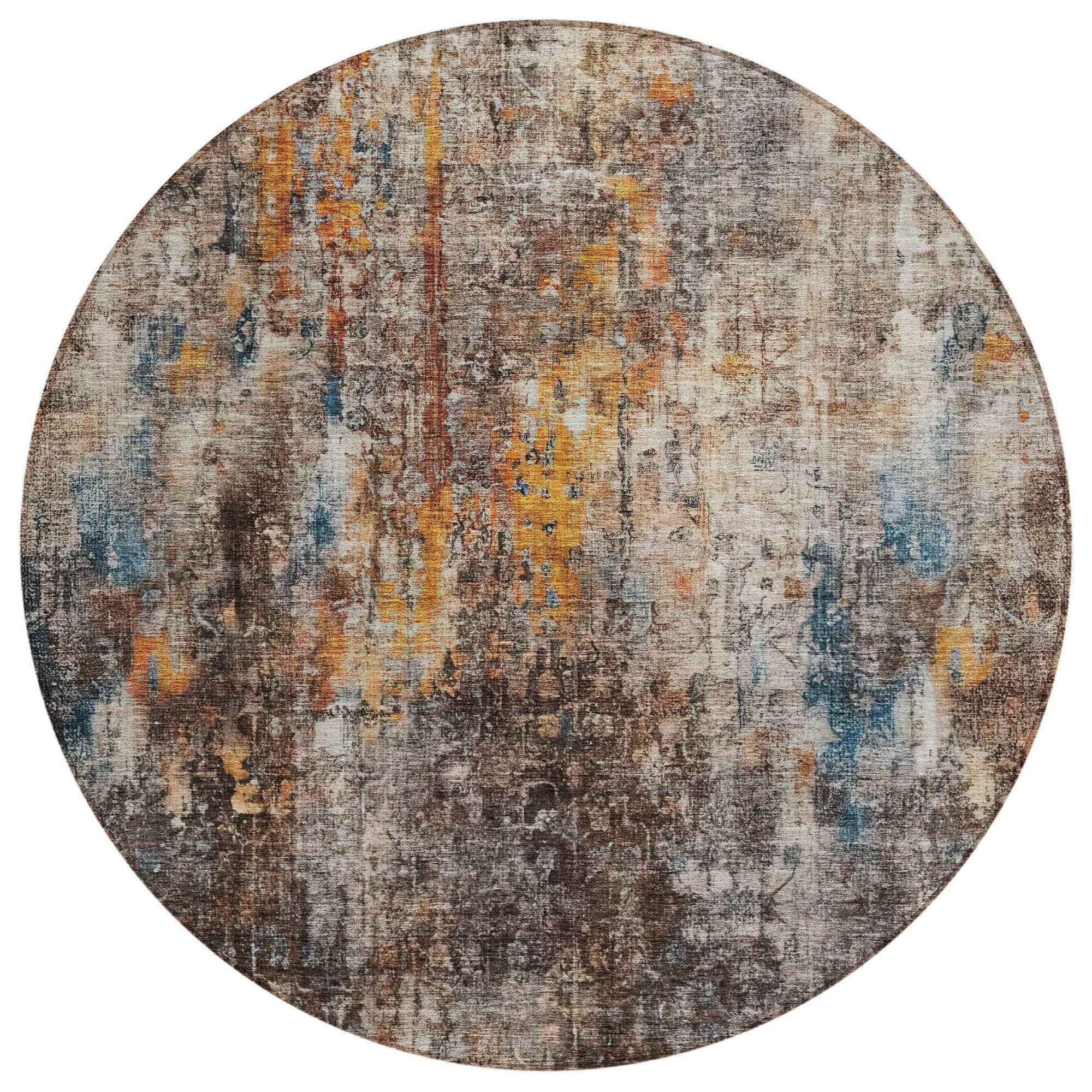 Machine Washable Taupe Brown Rug - Indoor / Outdoor - Kids / Pet Friendly Abstract Print Rug