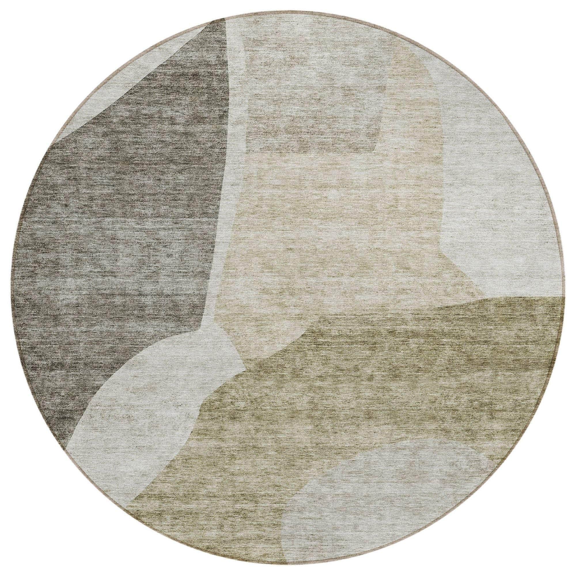 Machine Washable Taupe Brown Rug - Indoor / Outdoor - Kids / Pet Friendly Abstract Print Rug