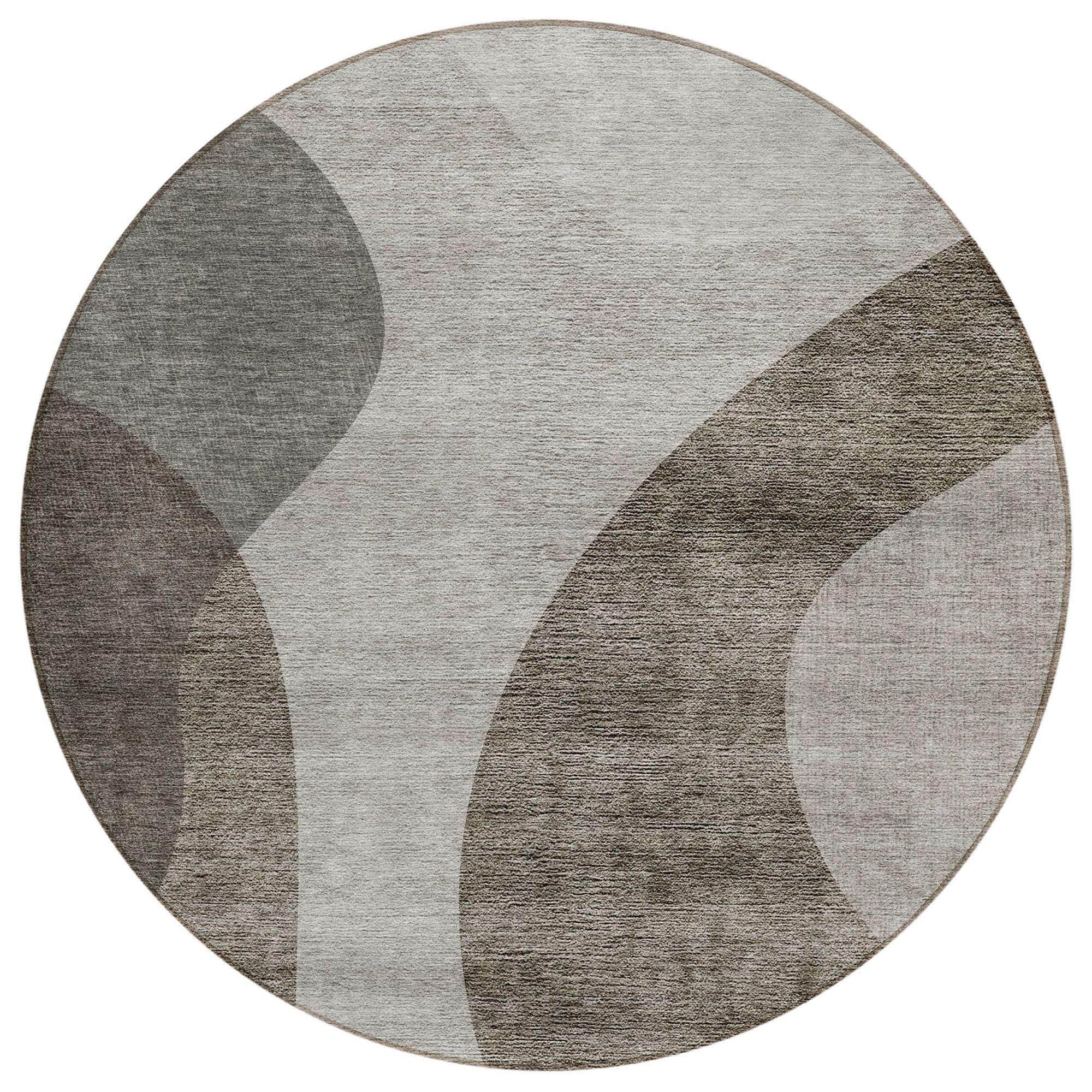 Machine Washable Taupe Brown Rug - Indoor / Outdoor - Kids / Pet Friendly Art Deco Print Rug