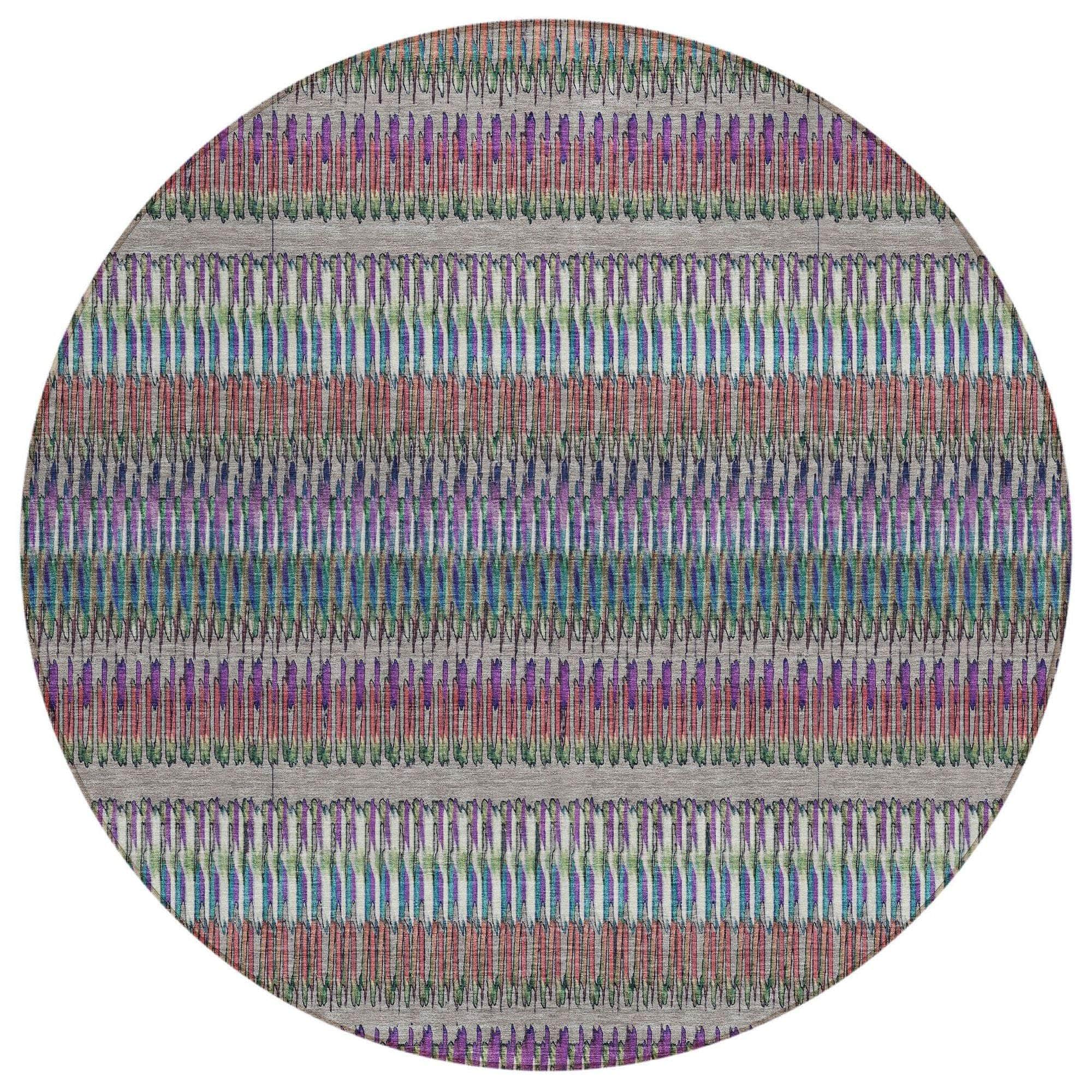 Machine Washable Taupe Brown Rug - Indoor / Outdoor - Kids / Pet Friendly Stripes Print Rug