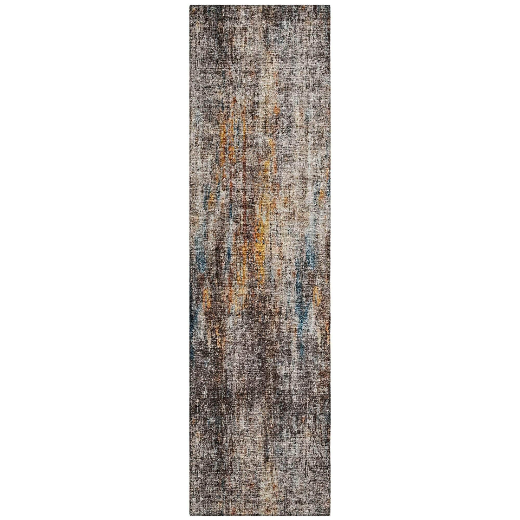 Machine Washable Taupe Brown Rug - Indoor / Outdoor - Kids / Pet Friendly Abstract Print Rug