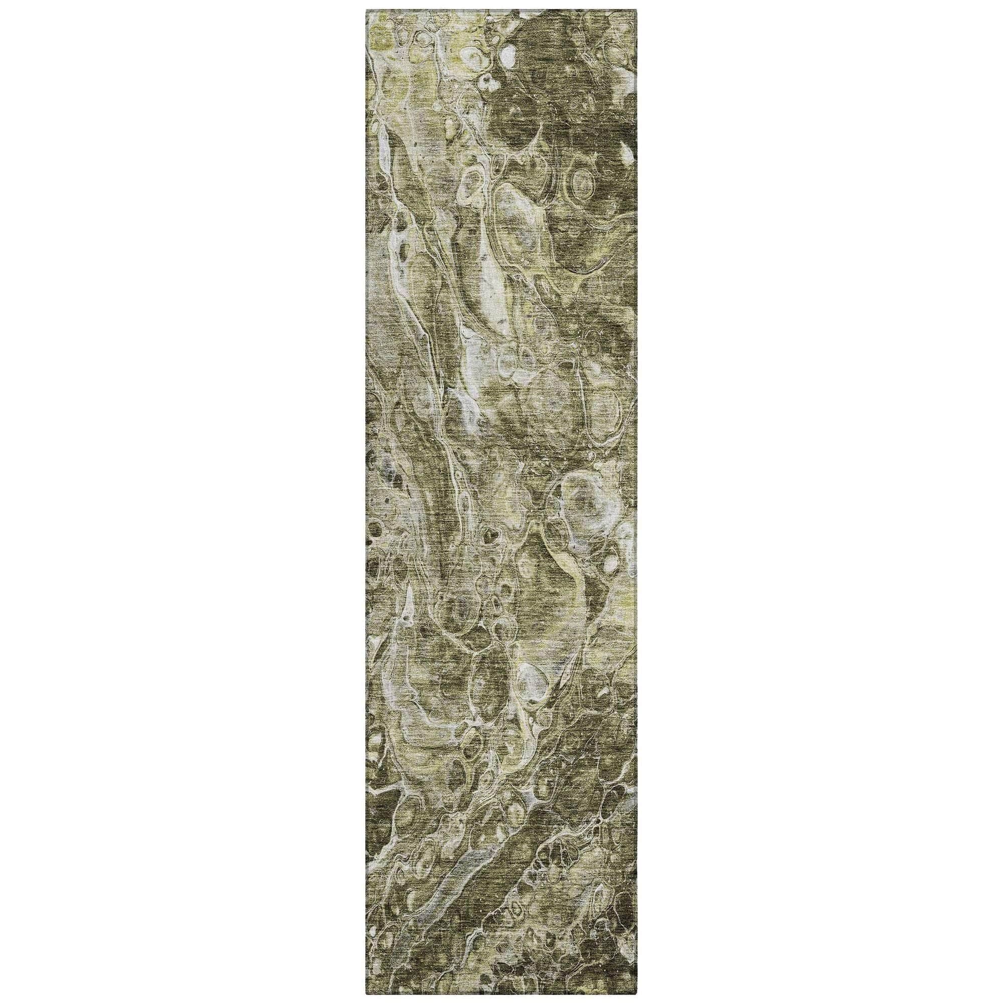 Machine Washable Taupe Brown Rug - Indoor / Outdoor - Kids / Pet Friendly Abstract Print Rug
